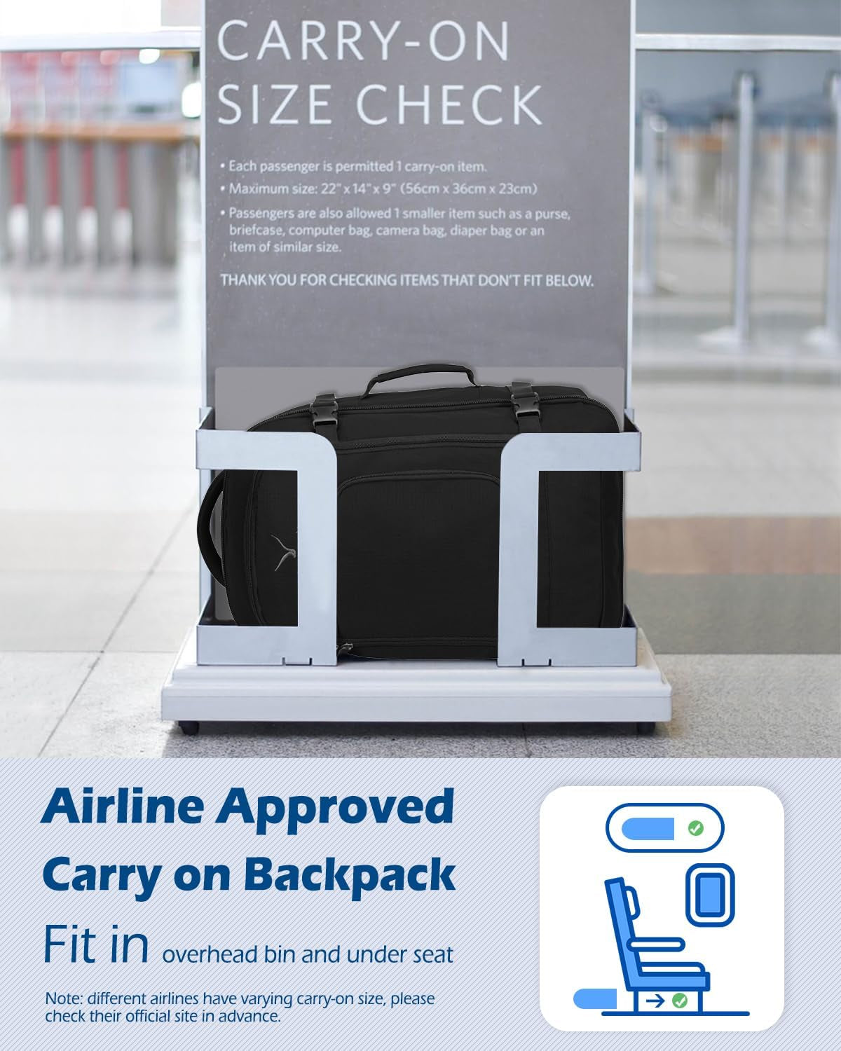 Travel Backpack 40L Flight Approved Carry on Backpack Men Large Cabin Weekender Laptop Backpack Women 15.6 Inches