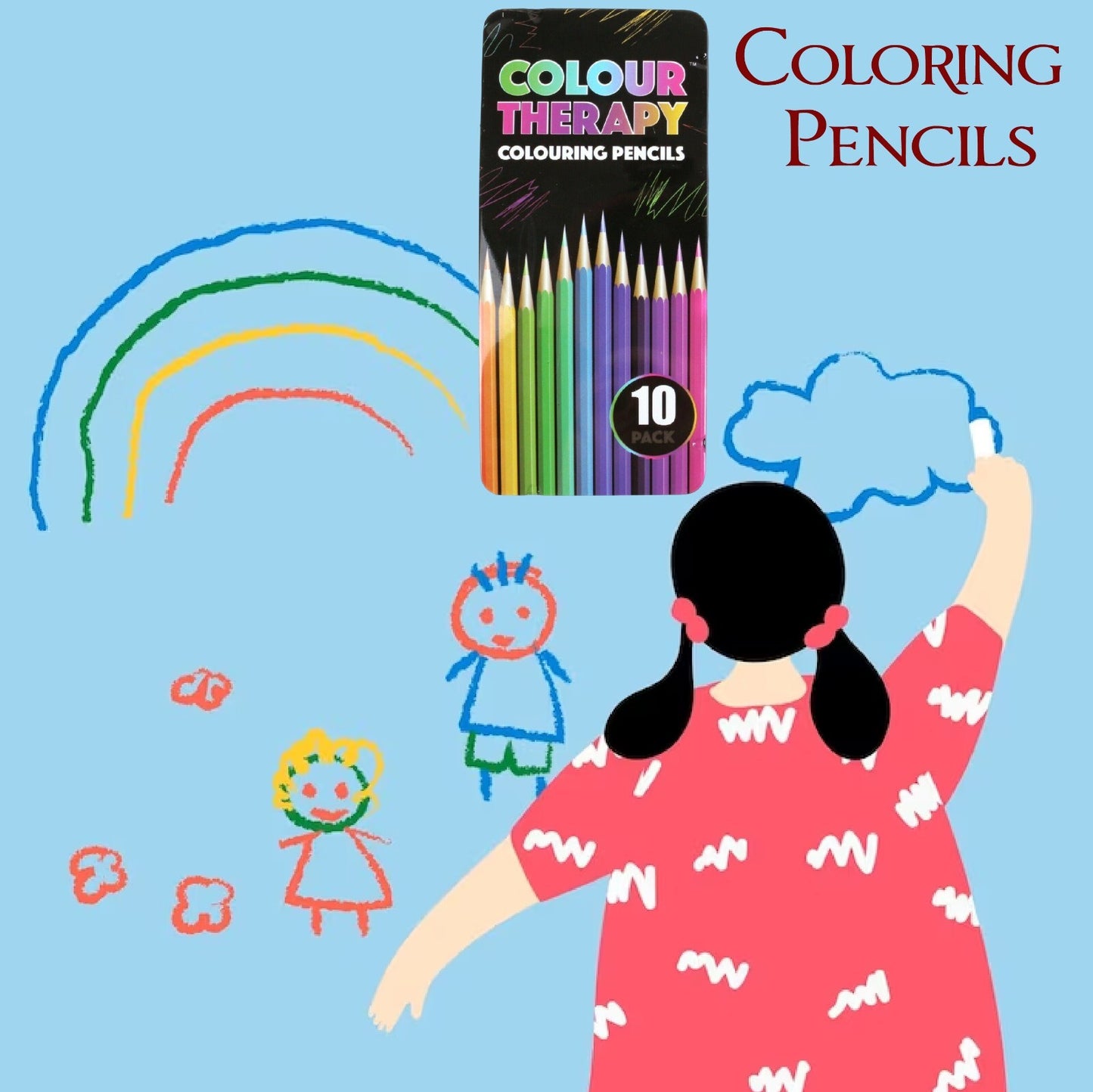 COLOURED PENCILS COLOUR THERAPY QUALITY DRAWING SKETCHING TONES ART 10Pk