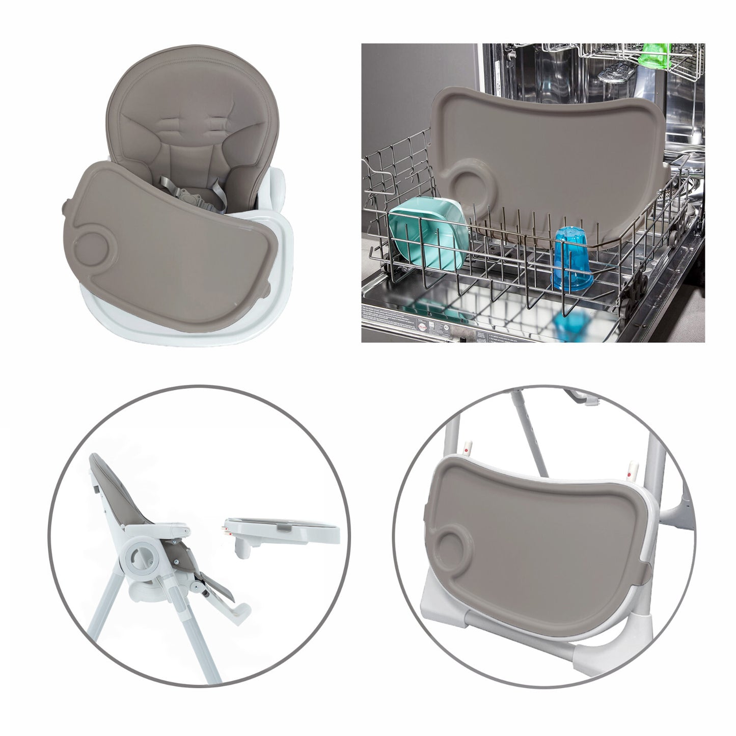 3-In-1 High Chair for Baby Kids Seat Highchair with Activity Toys - Grey/ White