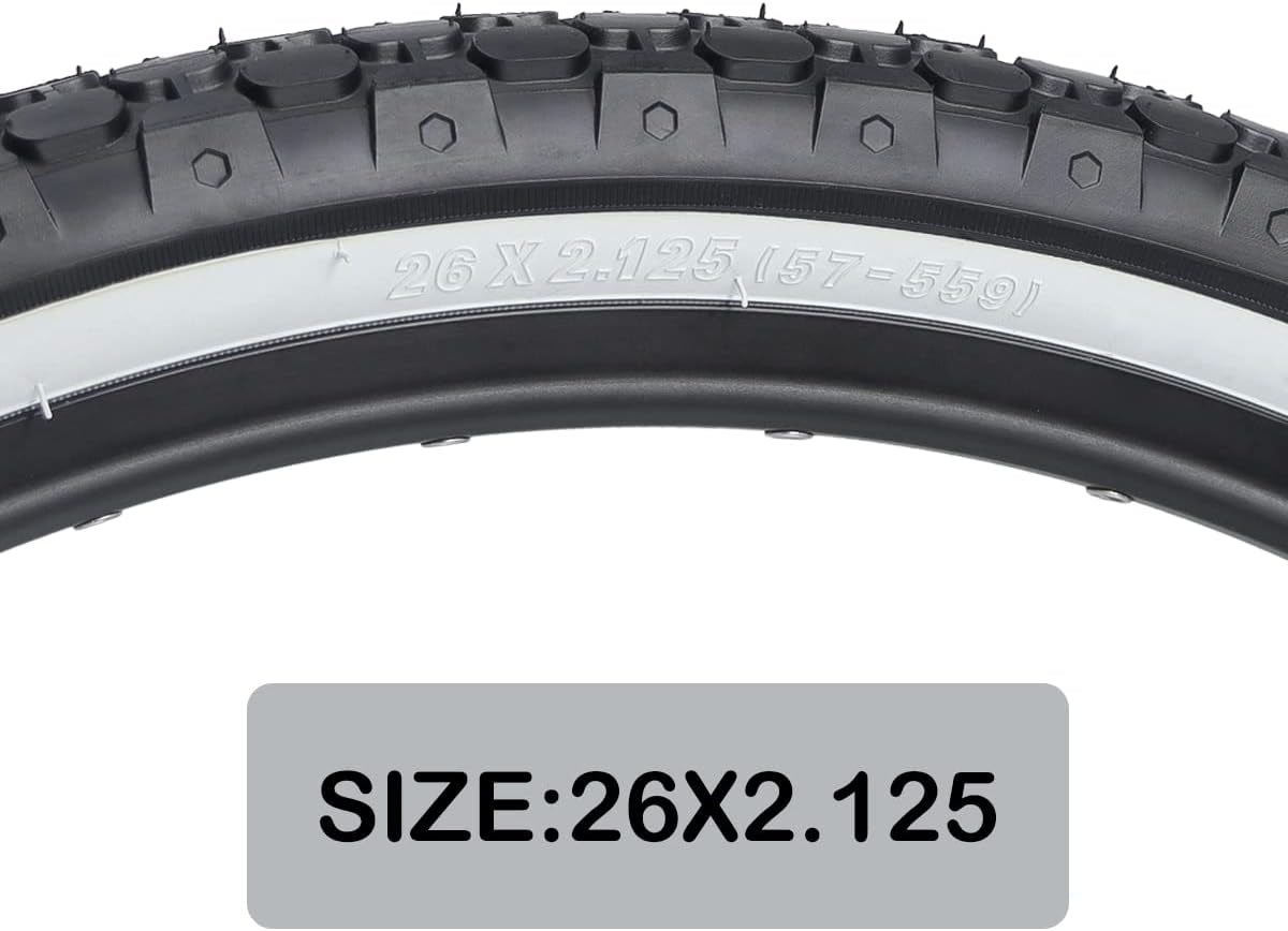 Bike Tire,24/26"X 2.125" Folding Beach Cruiser Bicycle Replacement Tires