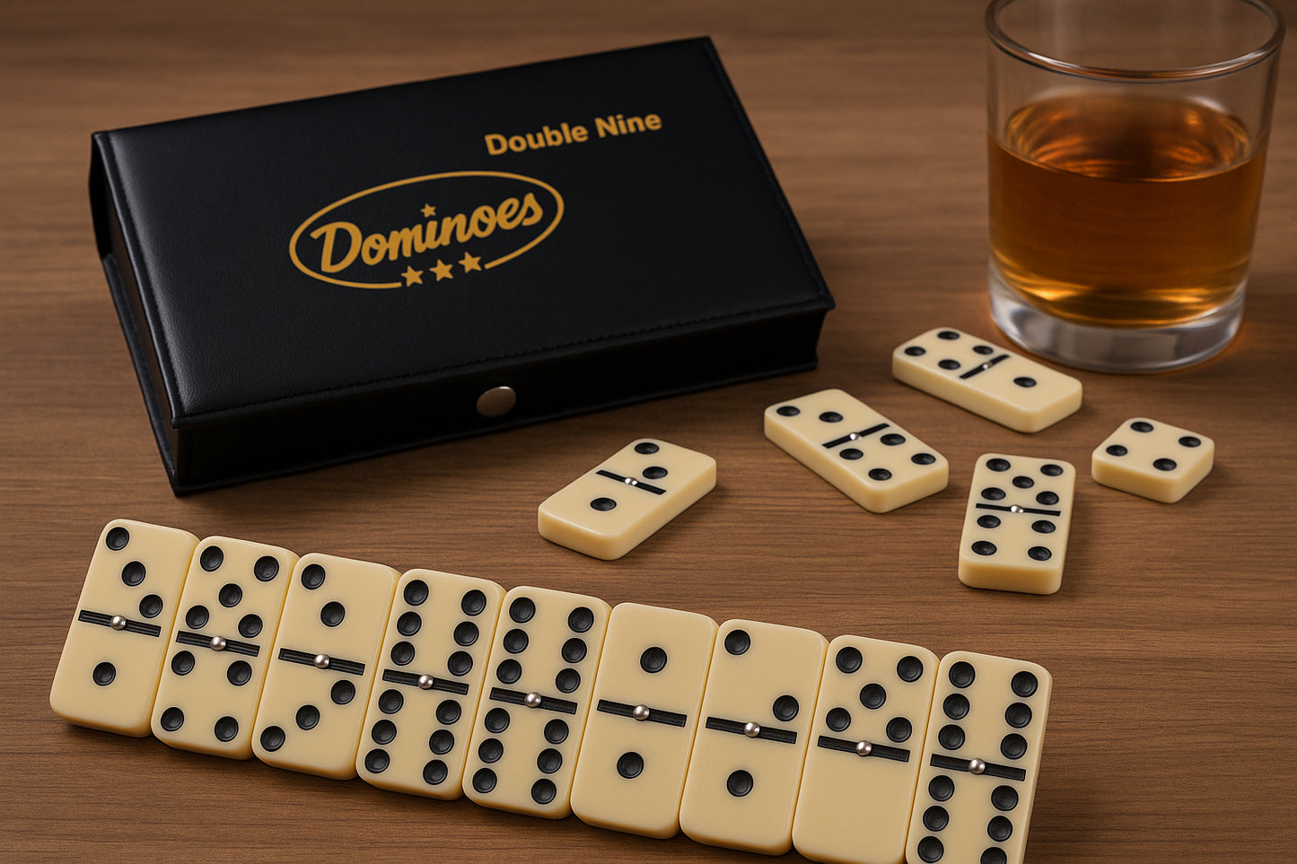 New Double Nine Dominos Domino with Spinners Ivory Tiles in Black Case Game