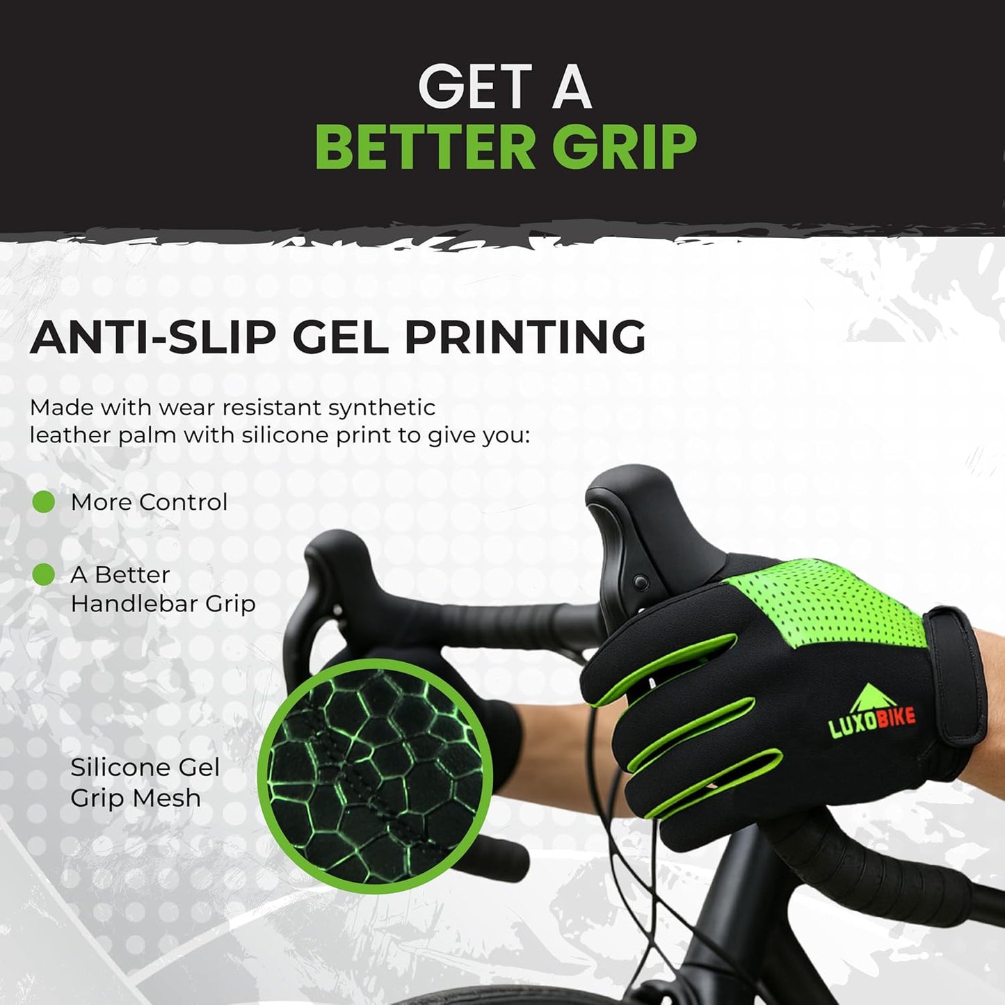 Bike Gloves for Men Women with Anti-Slip Shock-Absorbing Riding Pad, Light Weight Full Finger Cycling Gloves Touch Screen Breathable Mountain Biking Road Bicycle