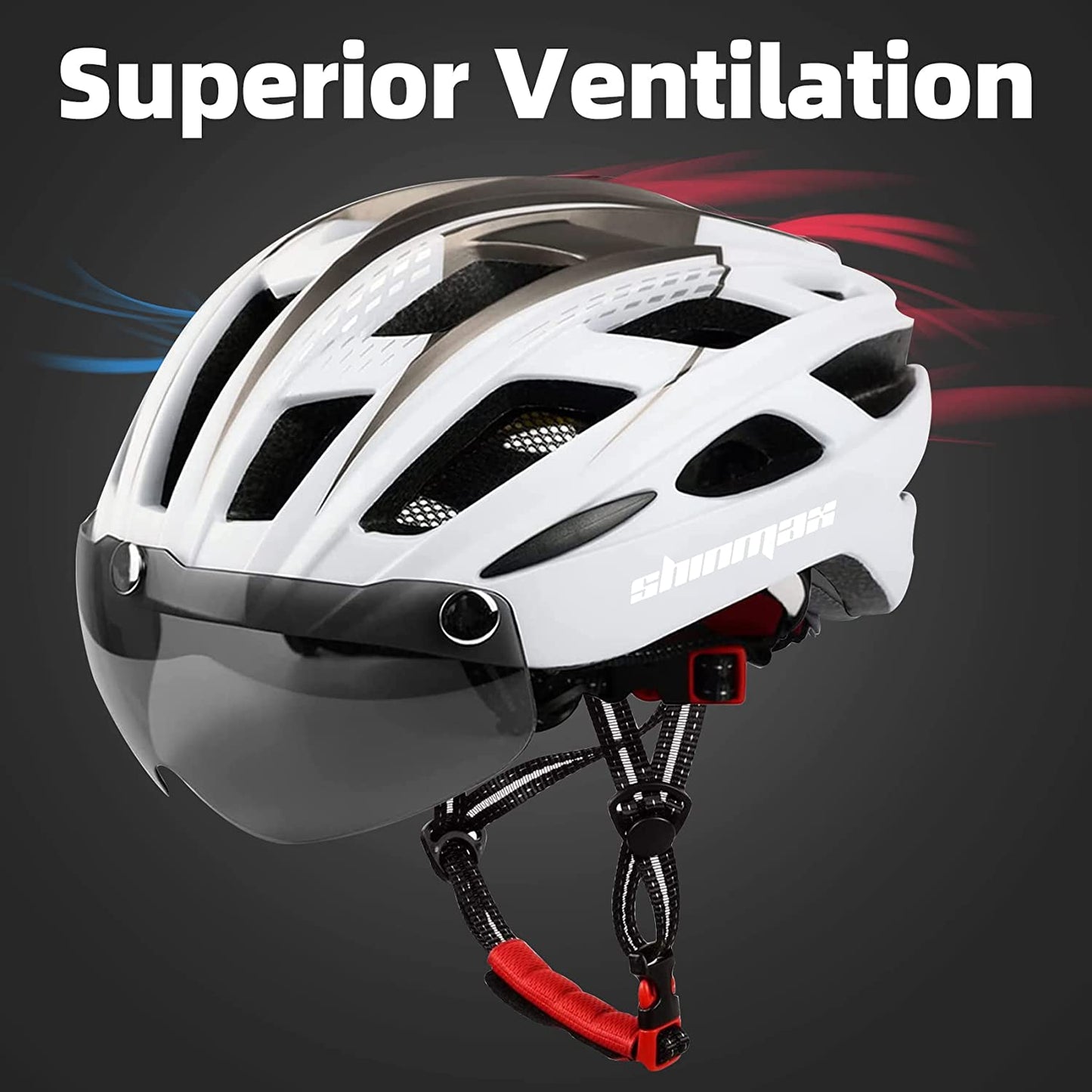 Bike Helmet, CPSC/CPC Bike Helmet for Adult Men Women with Magnetic Goggles&Led Back Light Cycling Helmet Adjustable SM-T69