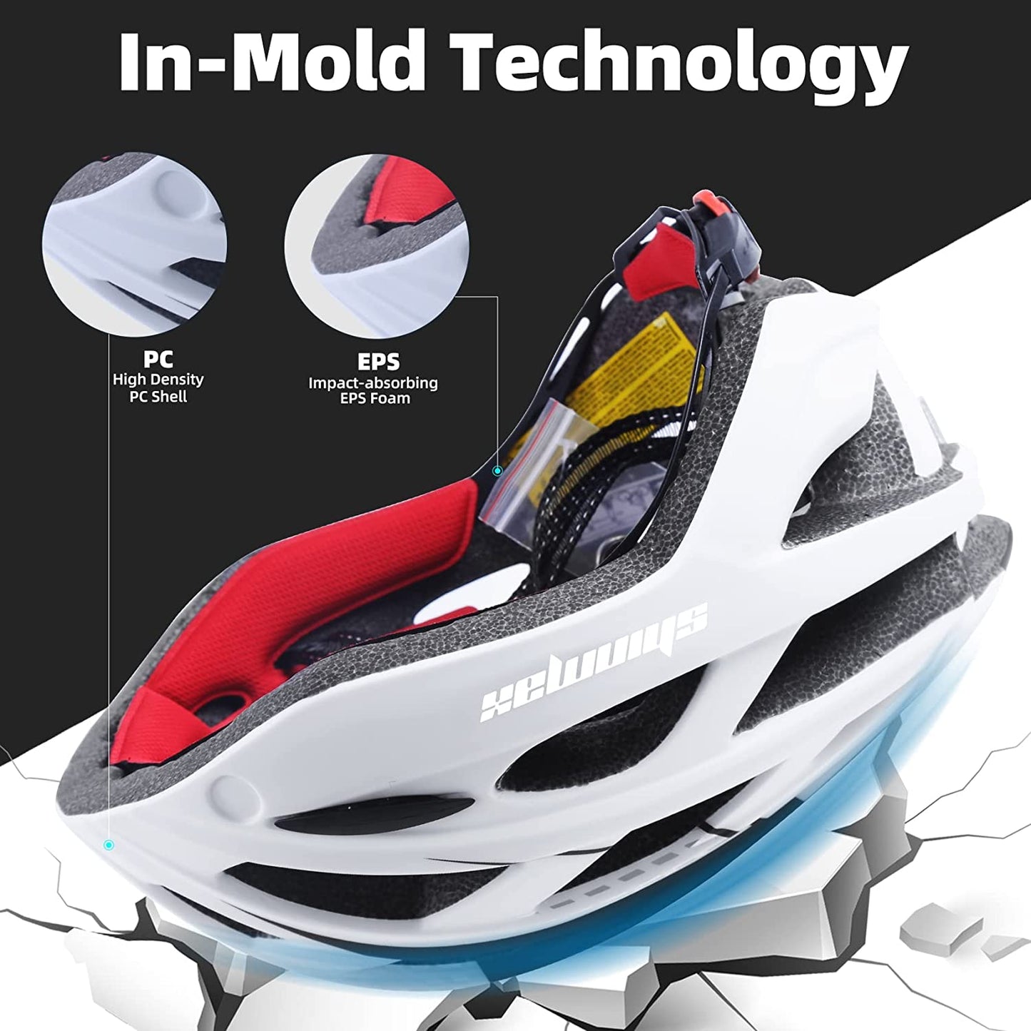 Bike Helmet, CPSC/CPC Bike Helmet for Adult Men Women with Magnetic Goggles&Led Back Light Cycling Helmet Adjustable SM-T69