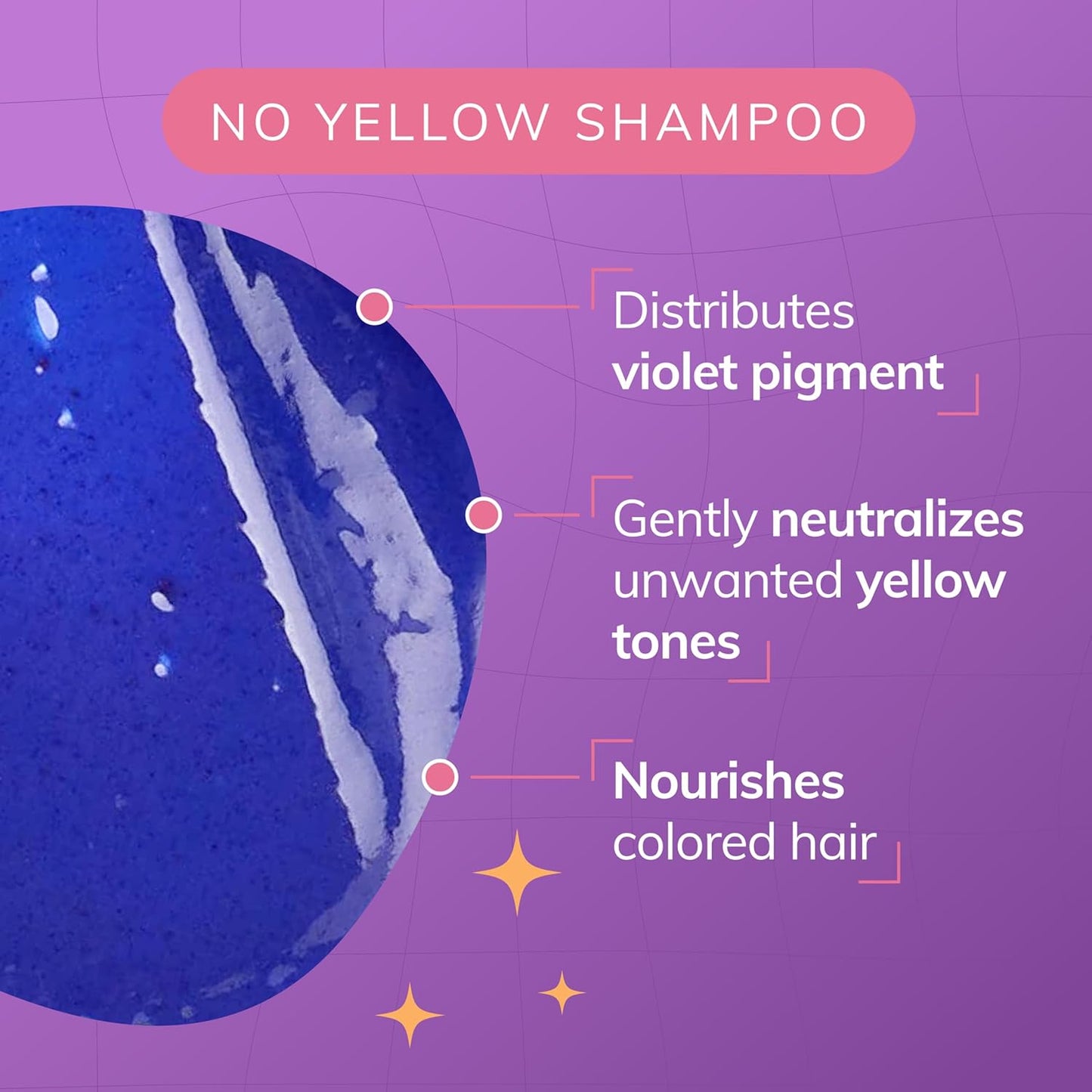 No Yellow Purple Shampoo - Purple Color Depositing Shampoo for Blondes, Bleached & Grey Hair - Formulated with Violet Pigment to Remove Brassy Tones from Hair (11.83 Fl Oz)