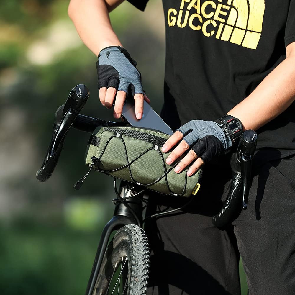 Bike Handlebar Bag, Bicycle Front Bag Frame Storage Roll Bag Mountain Road Bikes Commuter Shoulder Bag Professional Cycling Accessories