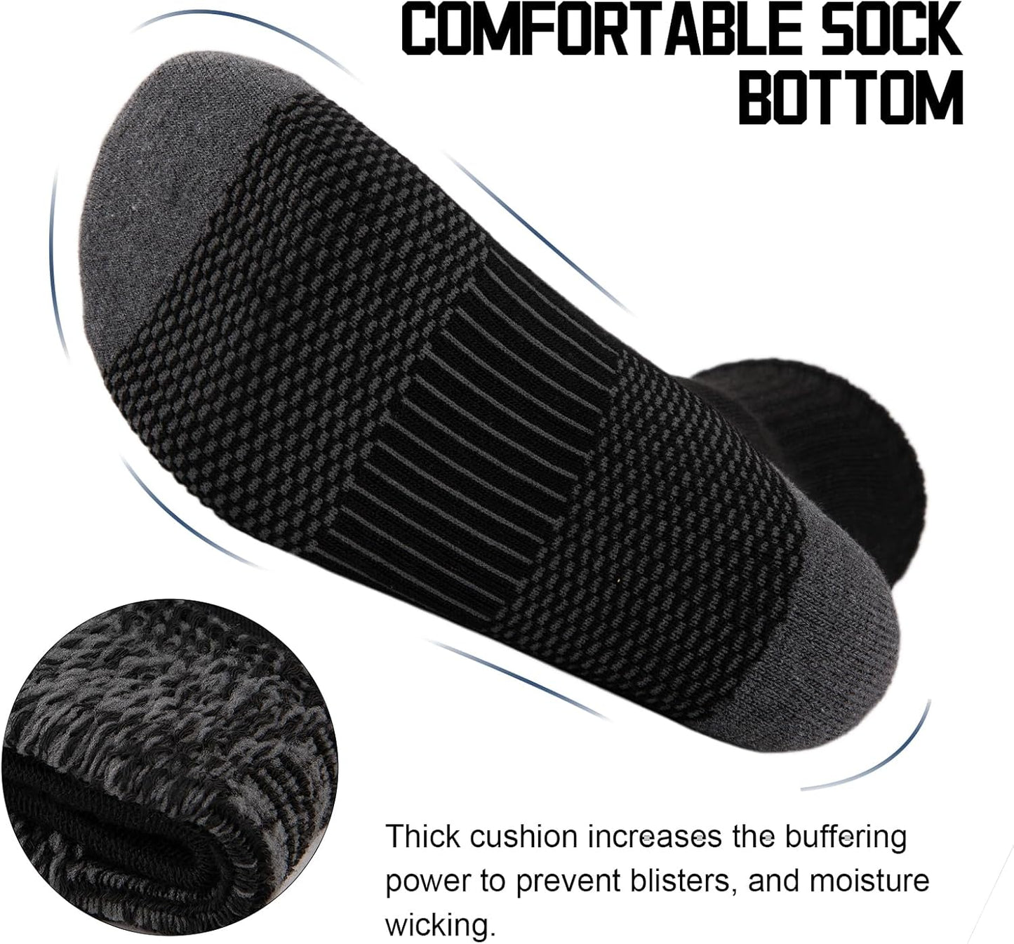12 Pack Crew Socks for Men Half Cushion Moisture Wicking Athletic Socks