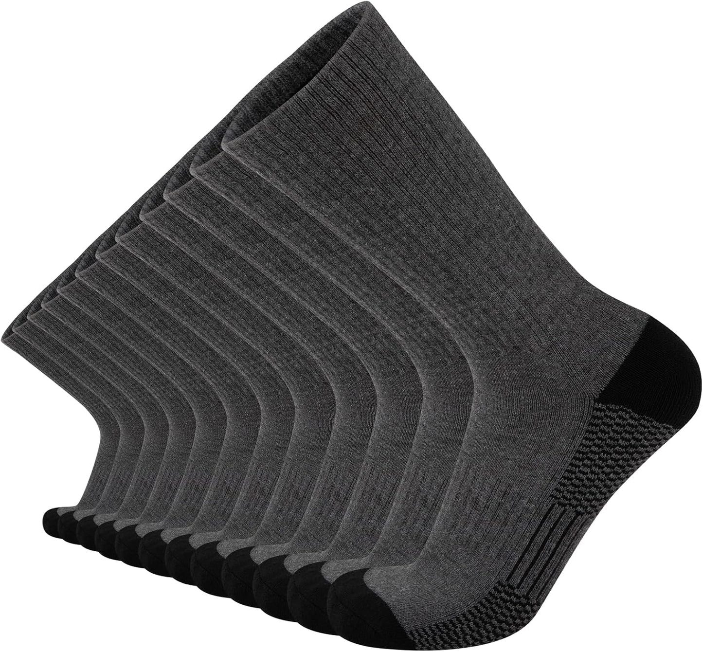 12 Pack Crew Socks for Men Half Cushion Moisture Wicking Athletic Socks