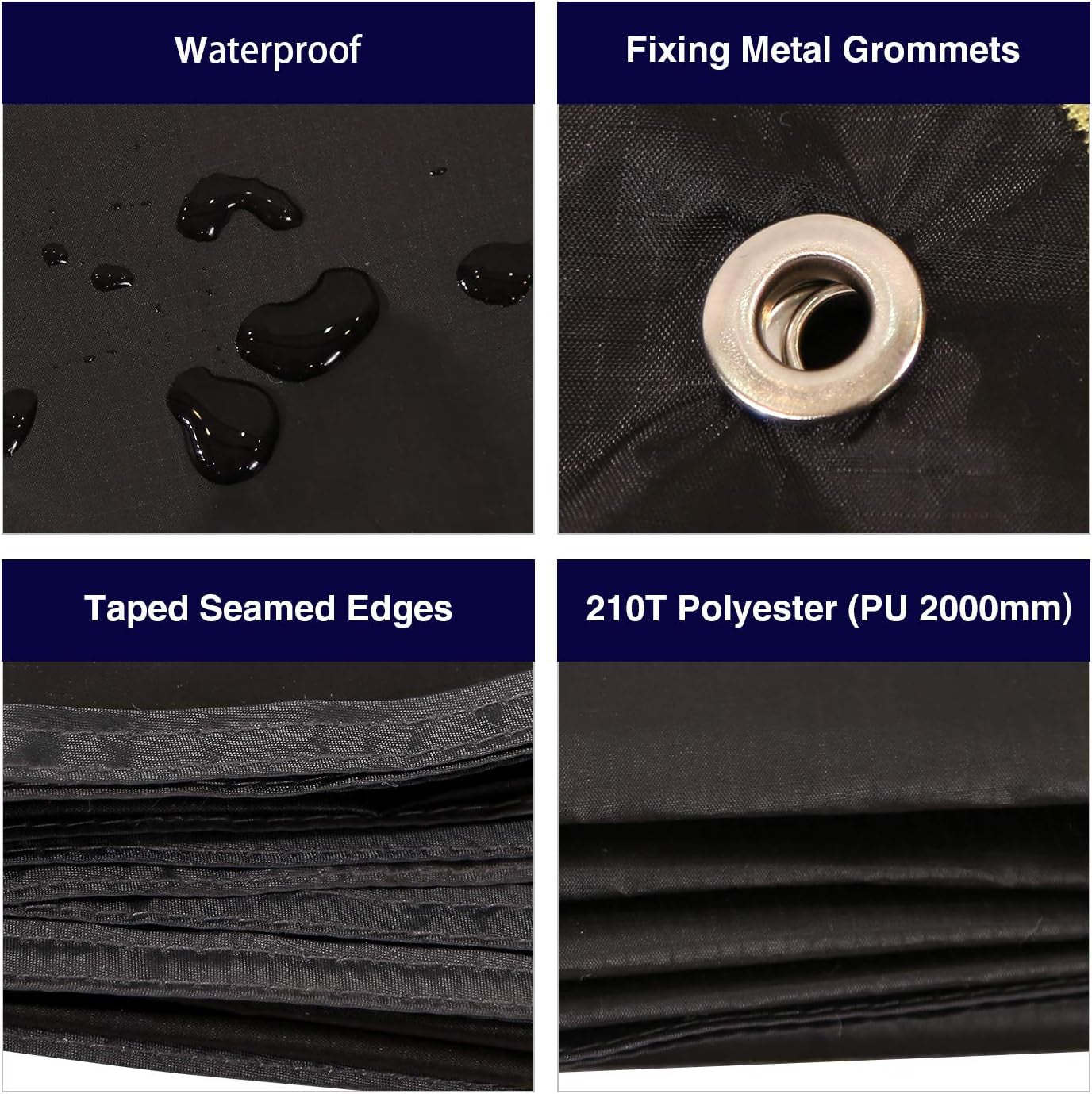Ultralight Tent Footprint, PU 2000 Waterproof Camping Tent Tarp with Drawstring Carrying Bag for Ground Camping Hiking (95"X87" UL Black)