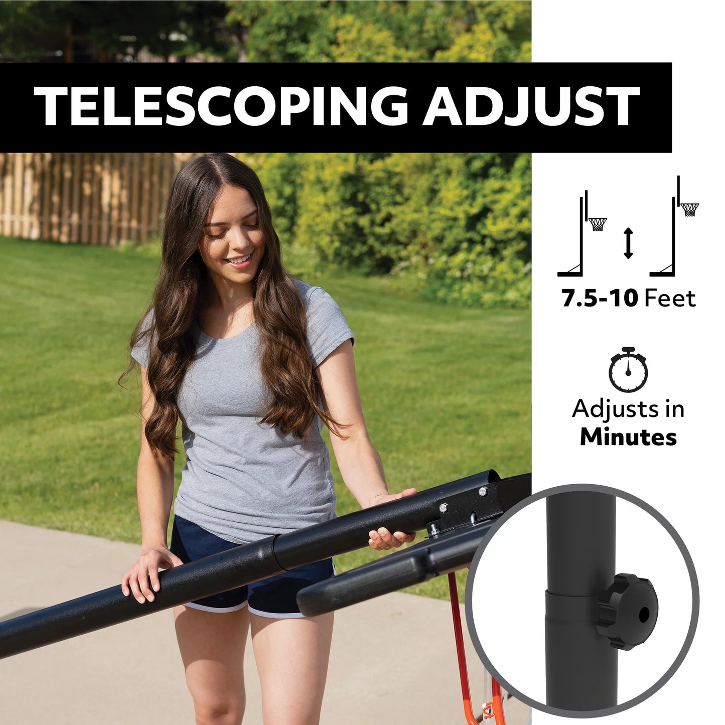 44-Inch Impact Portable Basketball Hoop with Telescoping Adjustment & Classic Rim – Model 90759-Outdoor Play