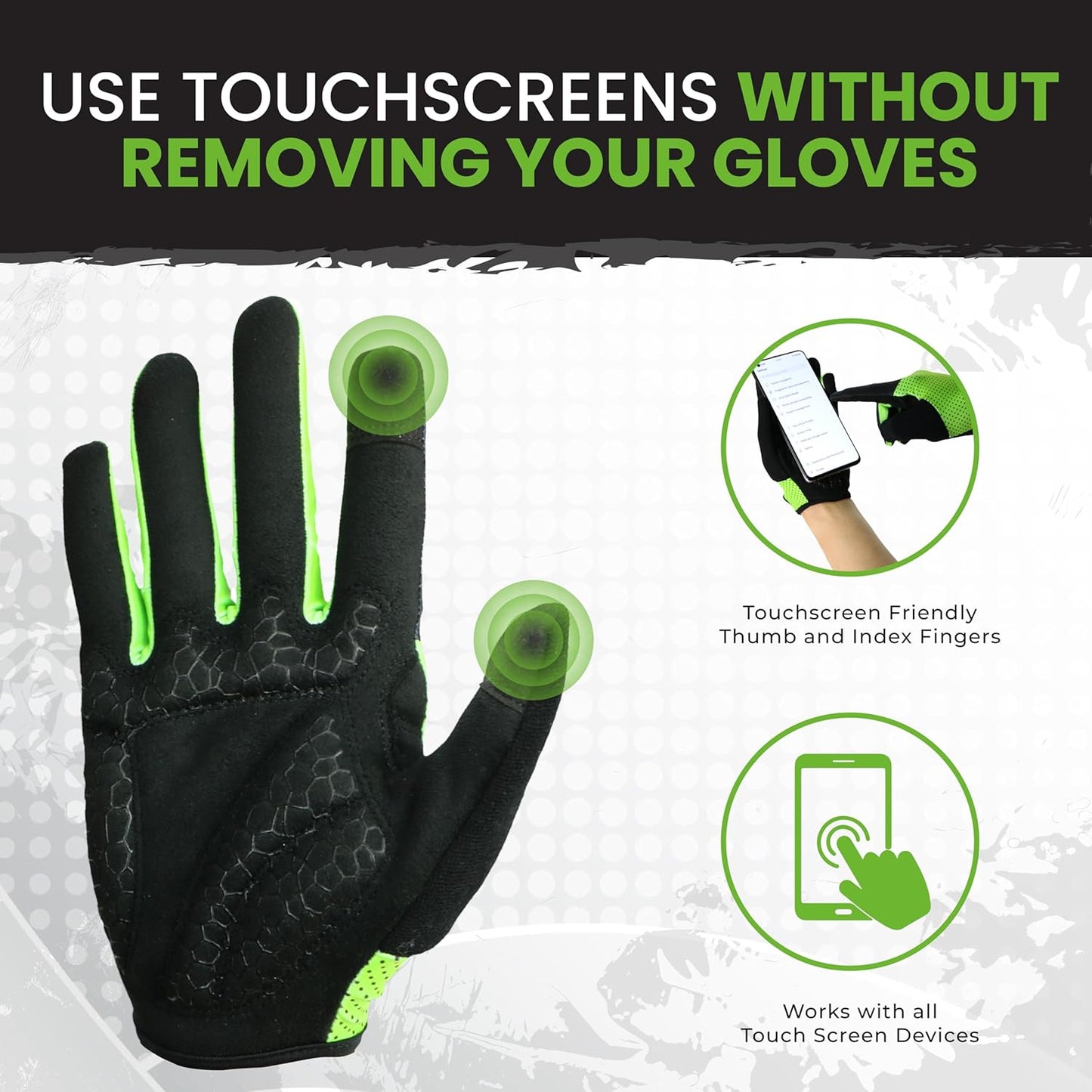 Bike Gloves for Men Women with Anti-Slip Shock-Absorbing Riding Pad, Light Weight Full Finger Cycling Gloves Touch Screen Breathable Mountain Biking Road Bicycle