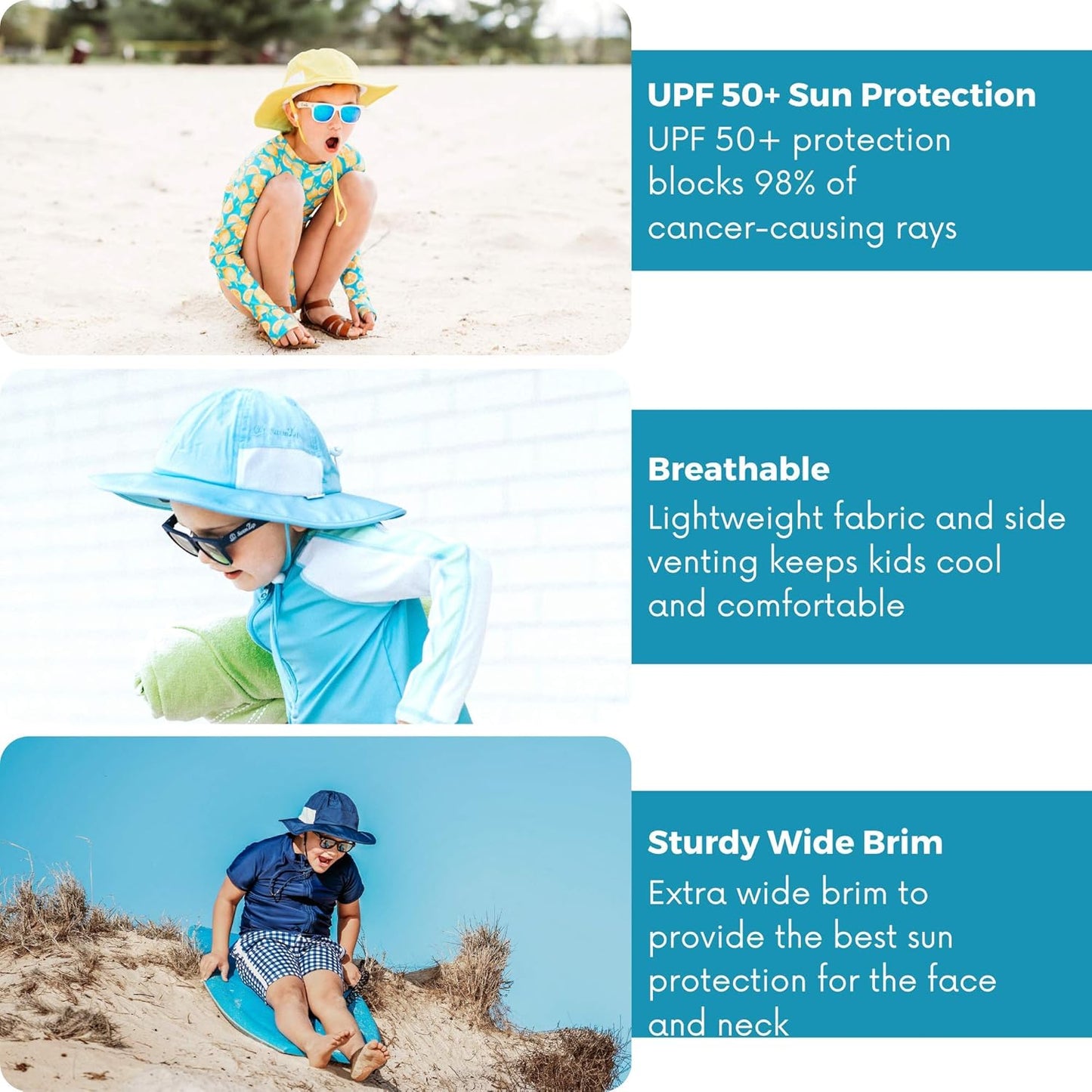 Wide Brim Sun Hat | UPF 50+ Protection for Baby, Toddler, and Kids