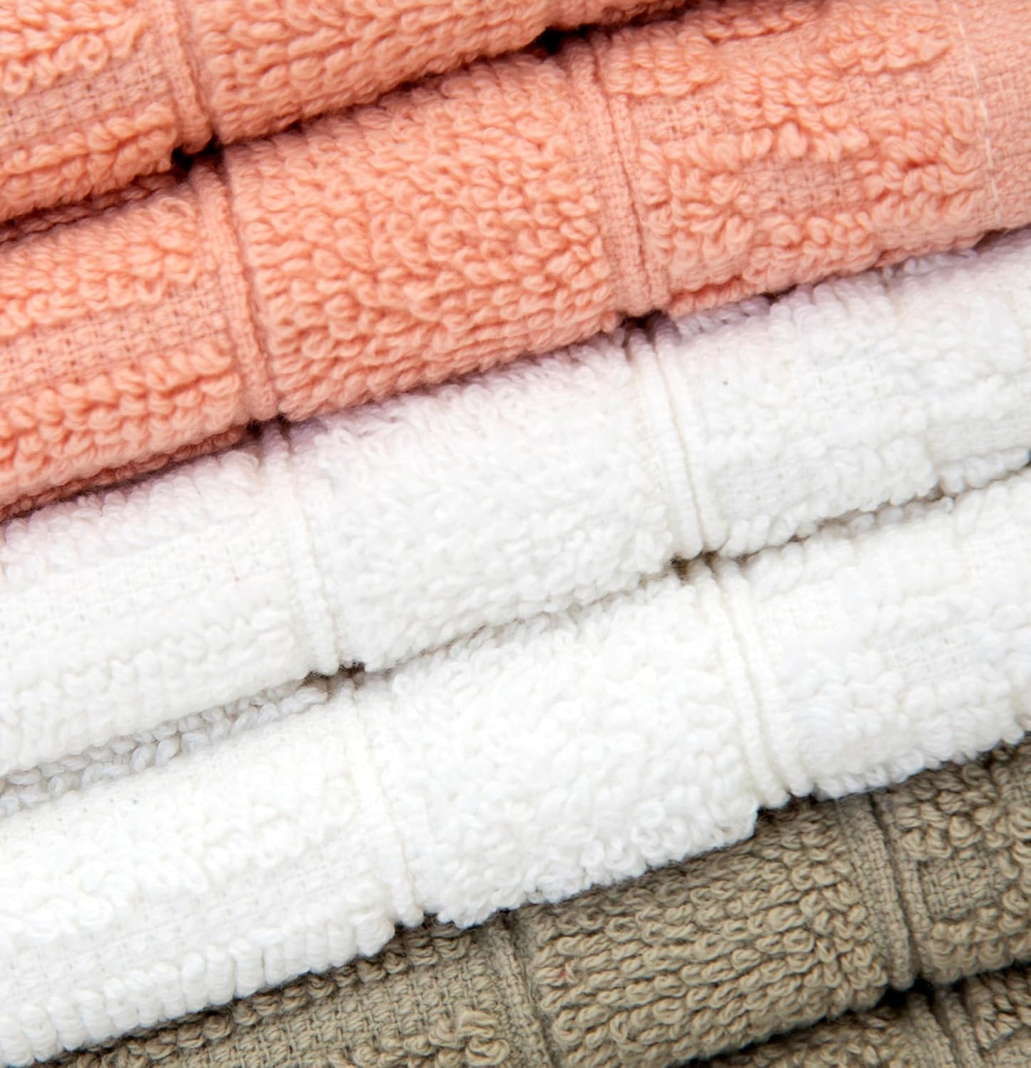 Diamond Wash Cloths Set - 12 Pack (12” X 12”) – 509 GSM - 100% Ring Spun Cotton Wash Cloth - Super Soft and Highly Absorbent Face Towels (Blush, White & Tan)