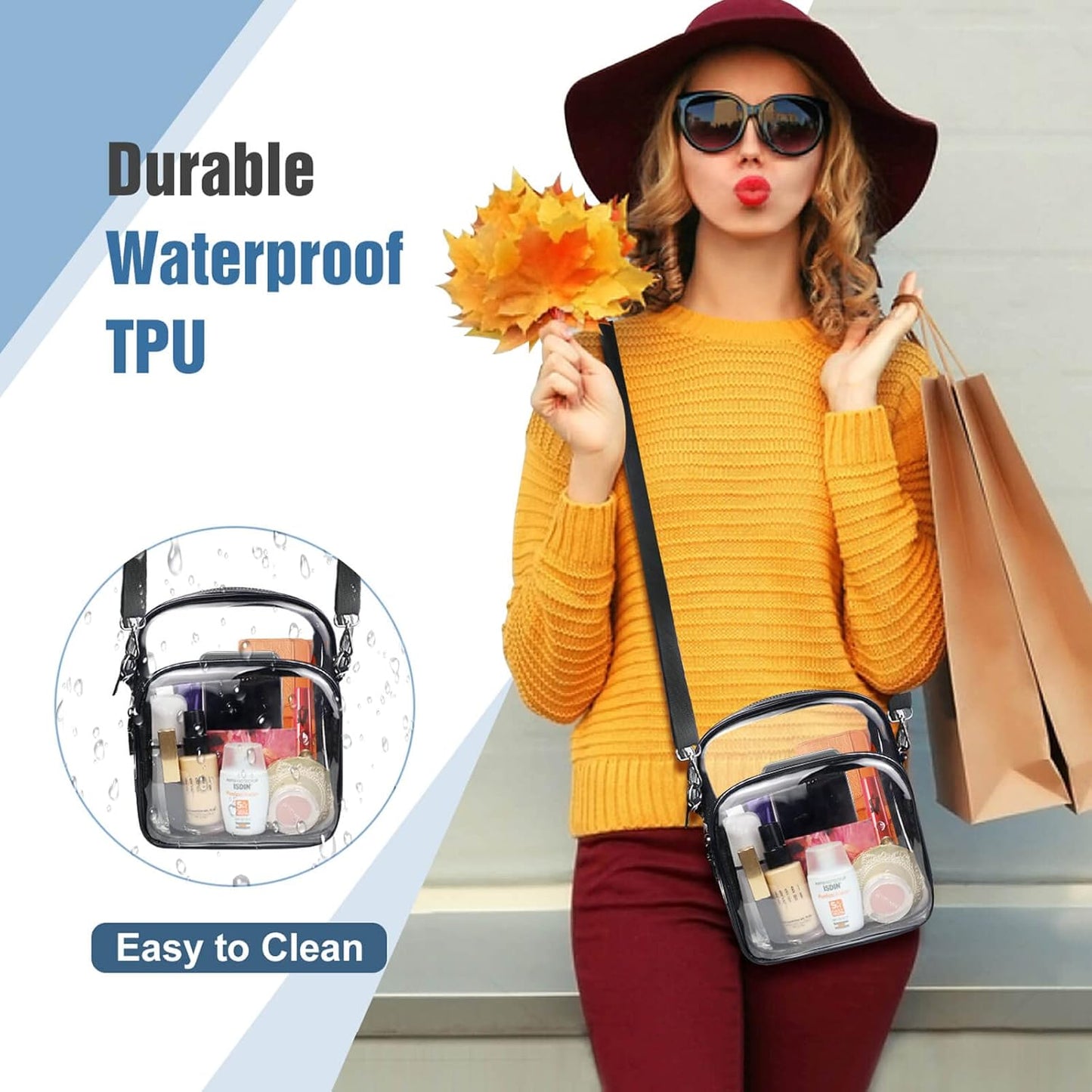Clear Purse for Women, Clear Bag Stadium Approved, Transparent Crossbody Bag