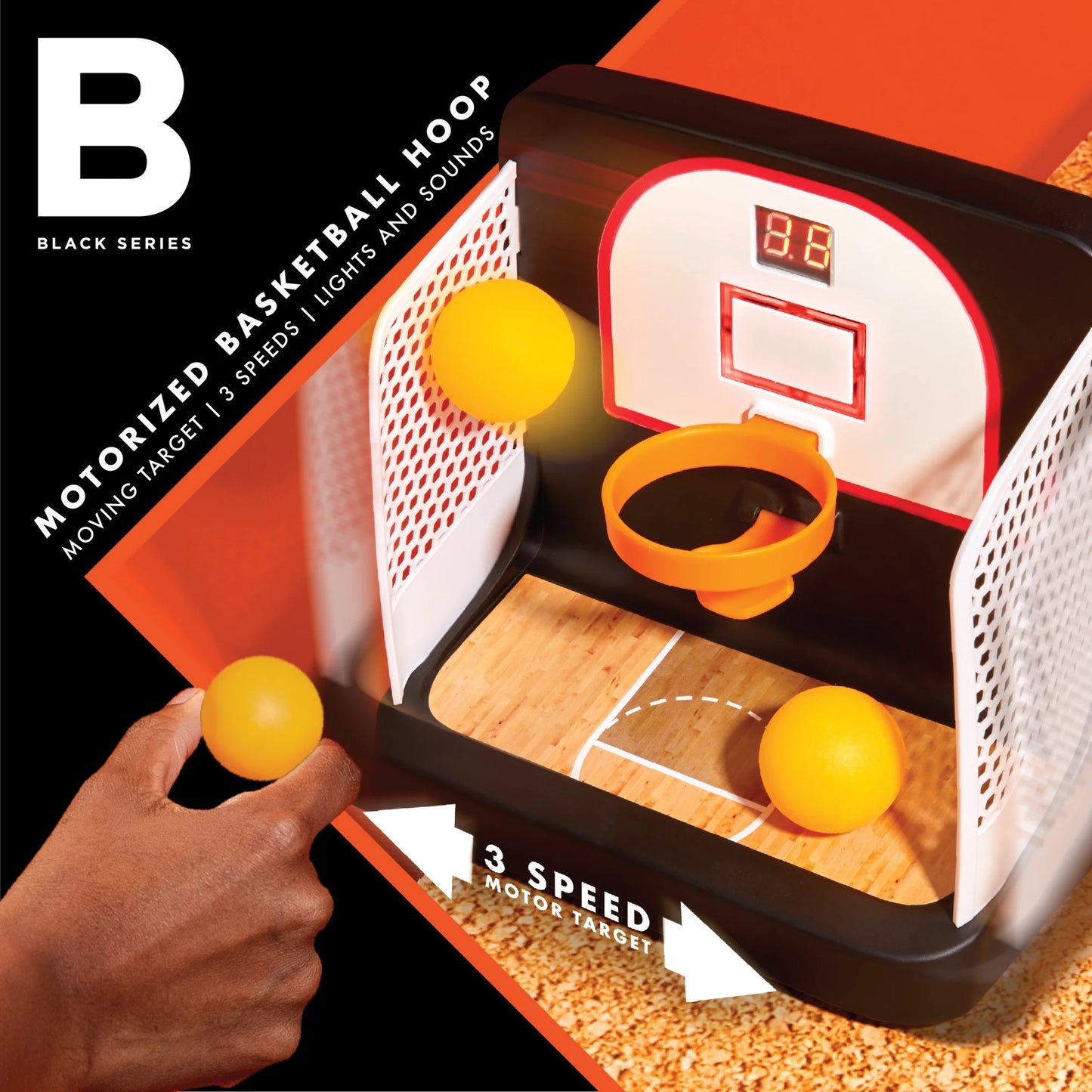 Motorized Basketball Hoop with Moving Target with Includes Digital Score, 3 Speeds Motor Target, Lights and Sounds, Age 8+