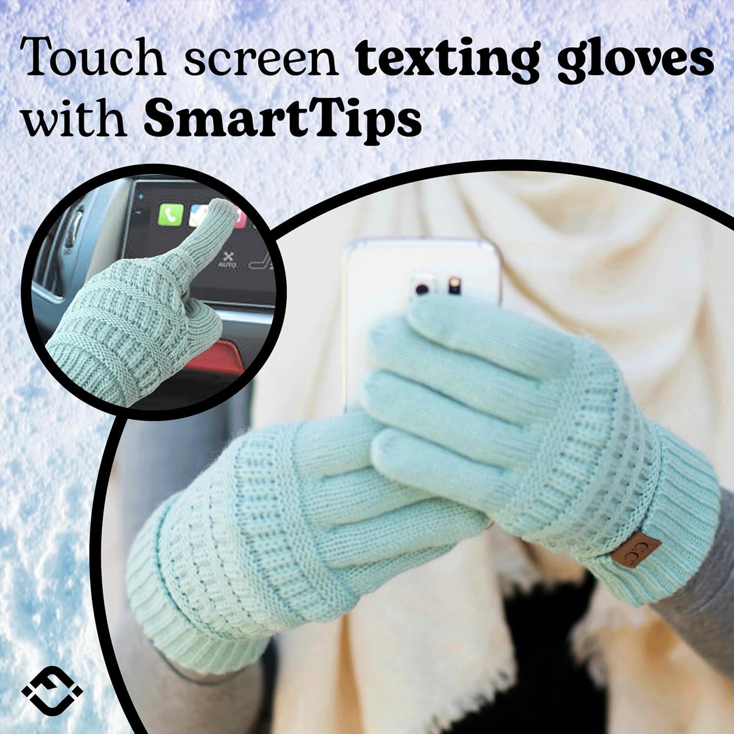 Winter Gloves Women Cold Weather Touch Screen Knit Matching Lined Warm Fleece Lined Touchscreen Texting