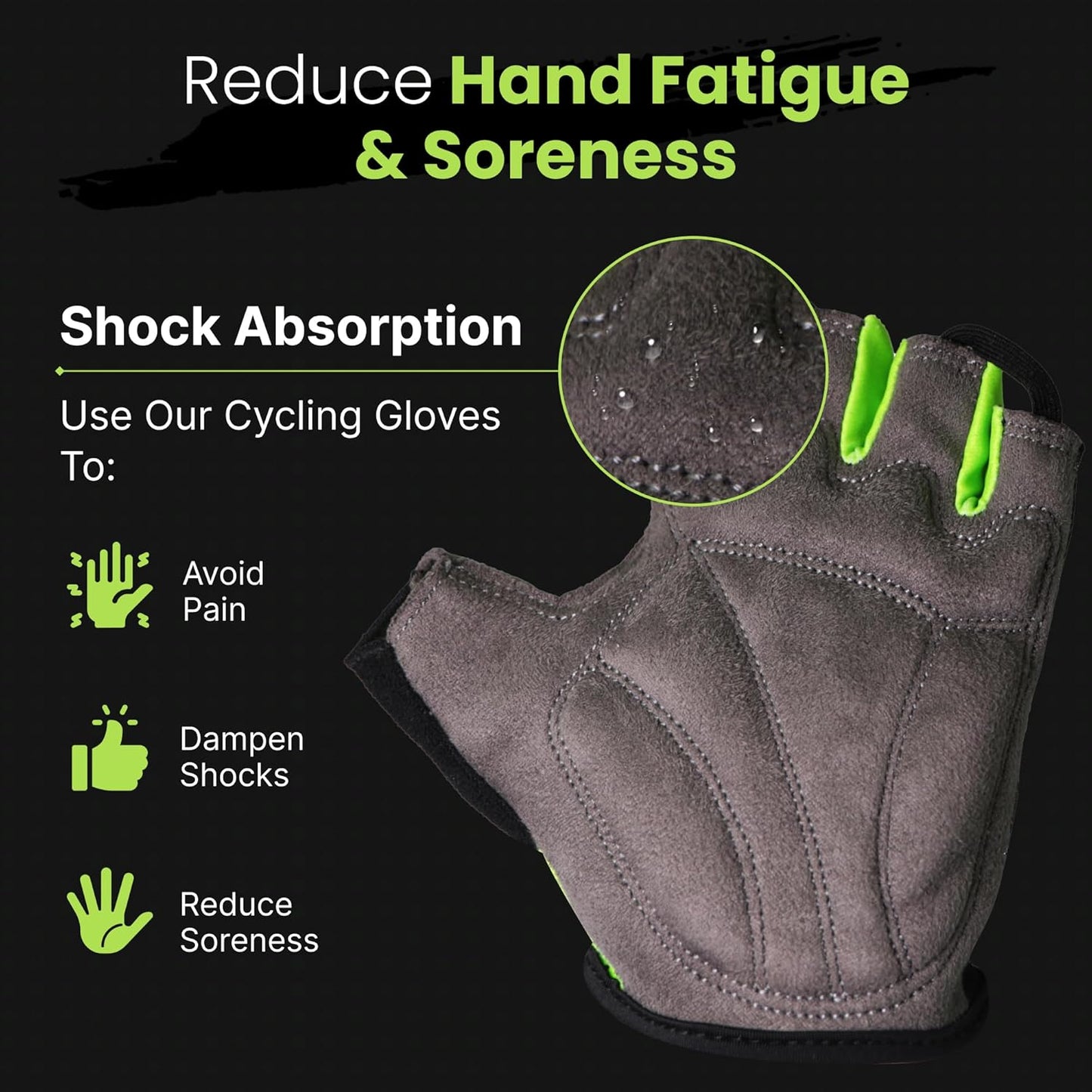 Bike Gloves for Men Cycling Biking Gloves Women - Padded Shock Absorbing Bicycle Riding, Anti-Slip Breahtable Half-Finger 'S for Mountain Biker Ebike