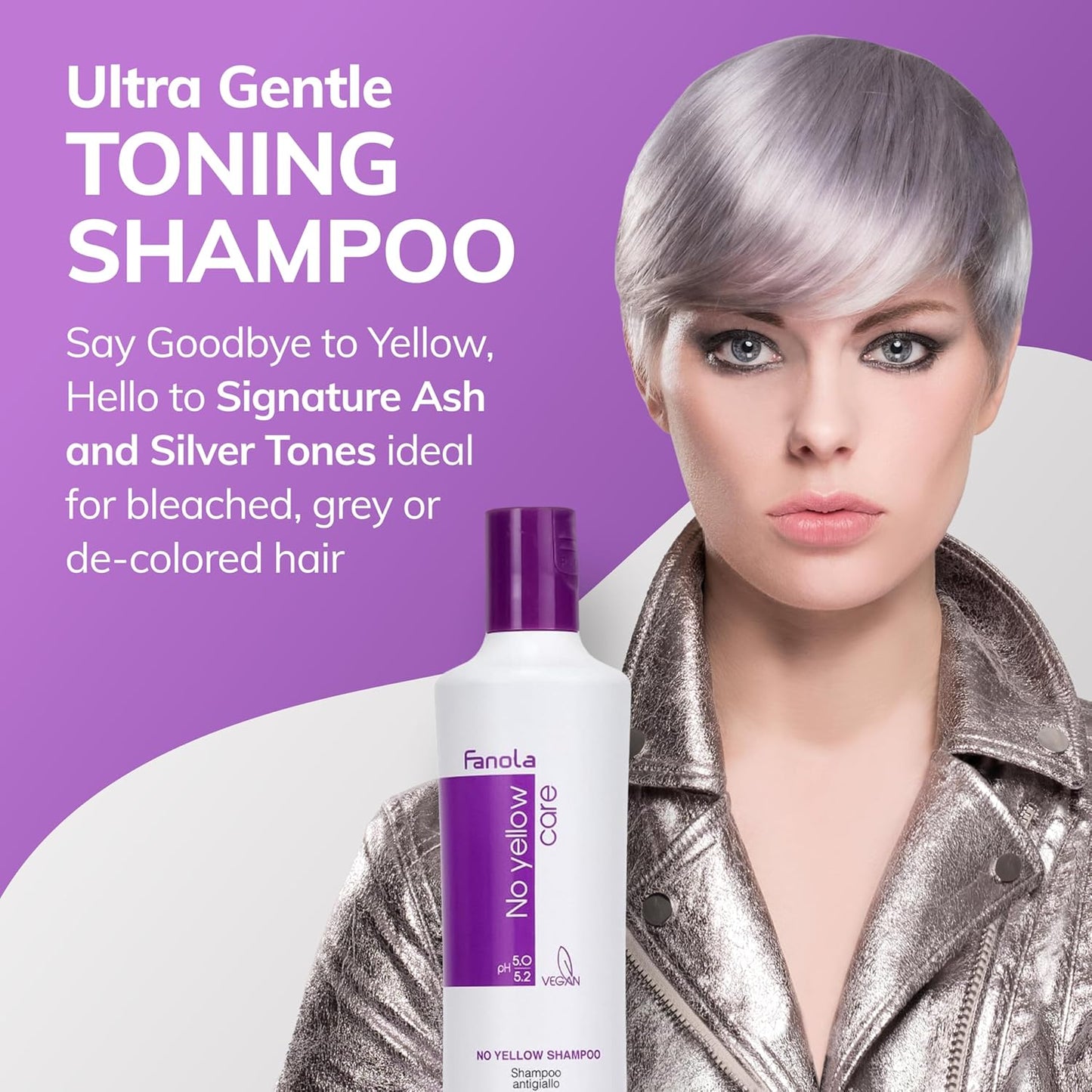 No Yellow Purple Shampoo - Purple Color Depositing Shampoo for Blondes, Bleached & Grey Hair - Formulated with Violet Pigment to Remove Brassy Tones from Hair (11.83 Fl Oz)