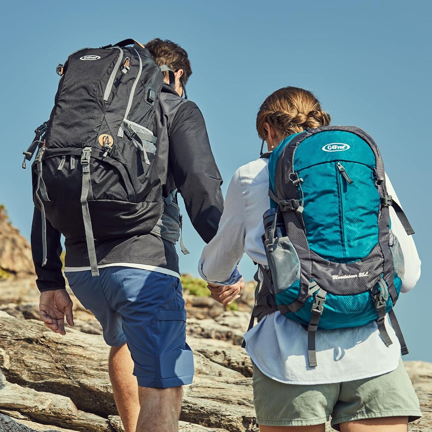 50L Hiking Backpack Waterproof Daypack Outdoor Camping Climbing Backpack with Rain Cover for Men Women