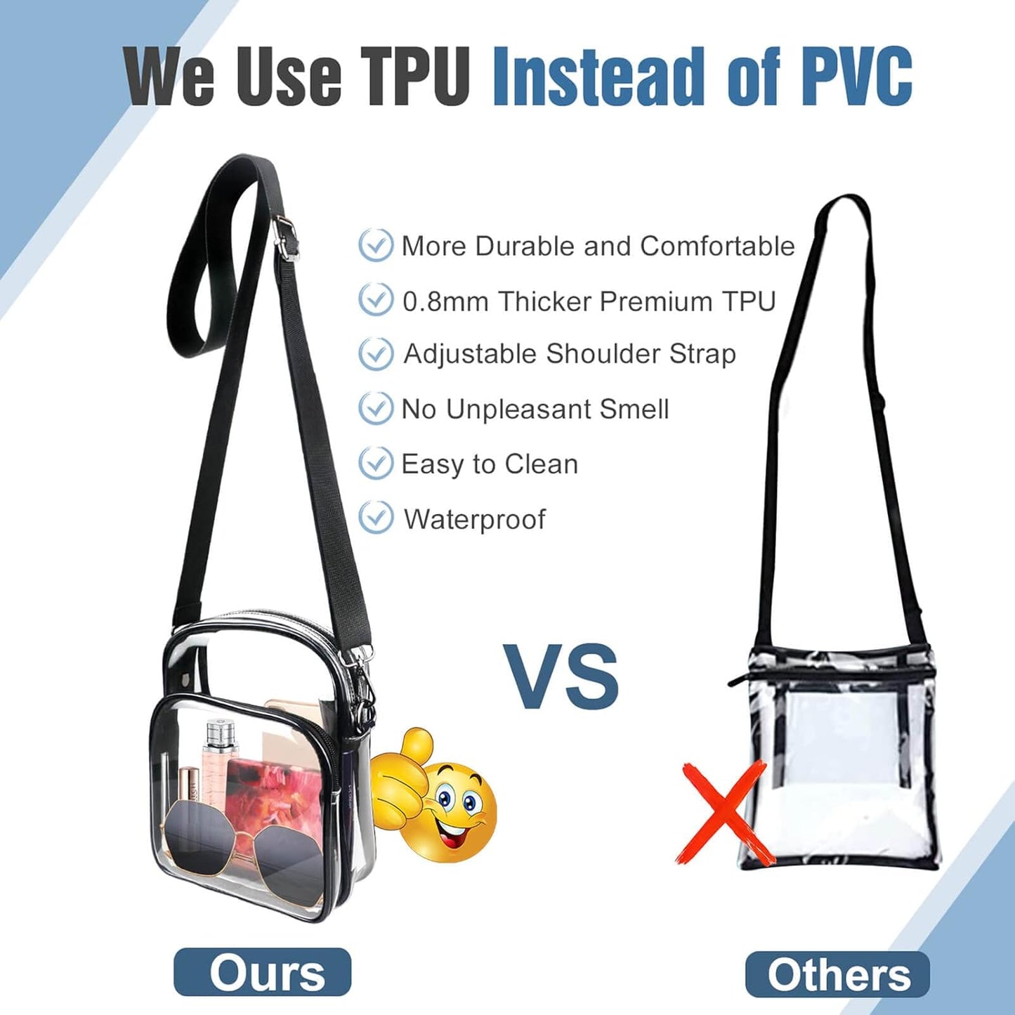 Clear Purse for Women, Clear Bag Stadium Approved, Transparent Crossbody Bag