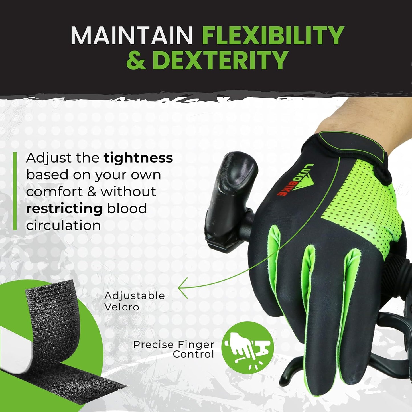 Bike Gloves for Men Women with Anti-Slip Shock-Absorbing Riding Pad, Light Weight Full Finger Cycling Gloves Touch Screen Breathable Mountain Biking Road Bicycle
