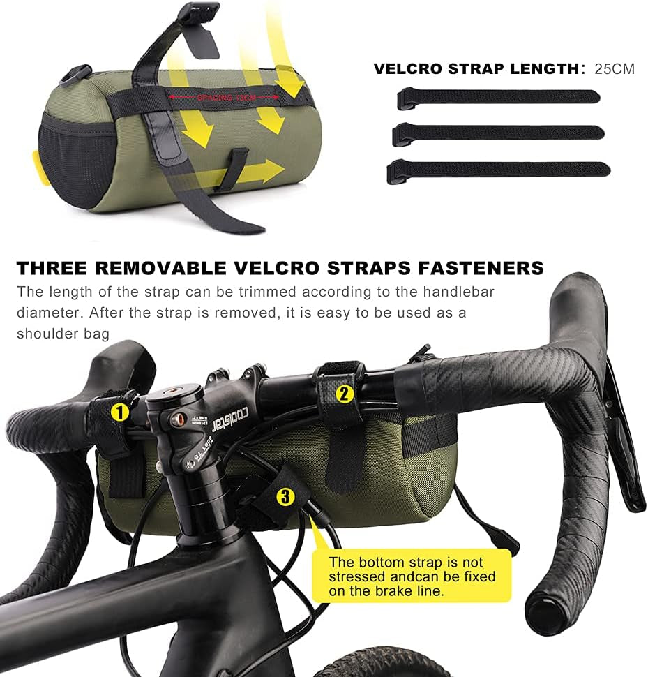 Bike Handlebar Bag, Bicycle Front Bag Frame Storage Roll Bag Mountain Road Bikes Commuter Shoulder Bag Professional Cycling Accessories