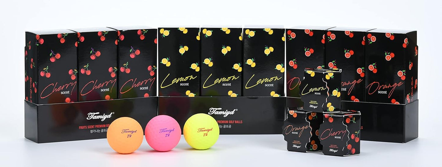 TAMIYD Fruit Scented High Performance Long, Soft, Matte Finished Golf Ball - 6 Packs (Individually Packed Balls) (Orange Scent (Orange Color))