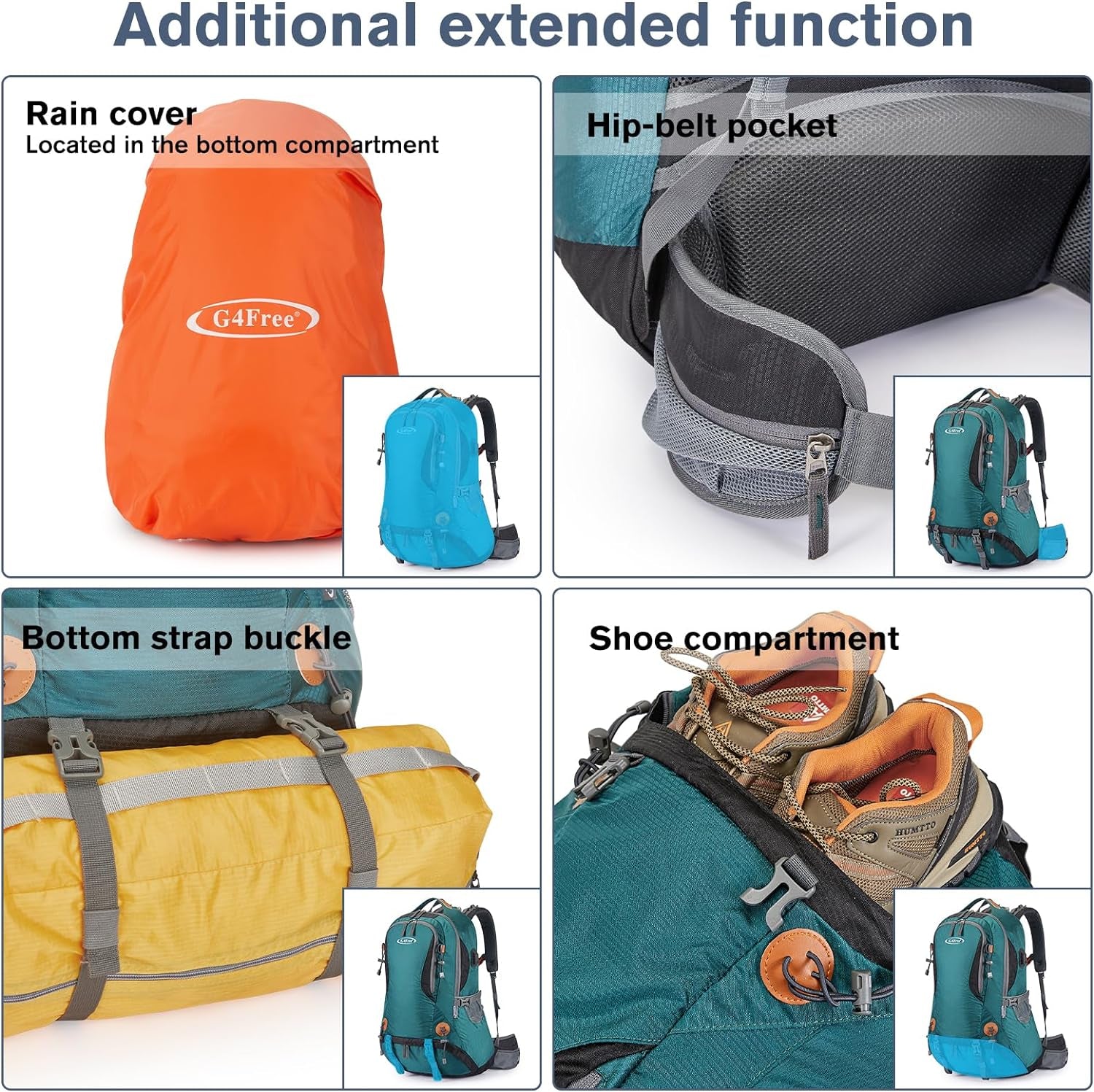 50L Hiking Backpack Waterproof Daypack Outdoor Camping Climbing Backpack with Rain Cover for Men Women