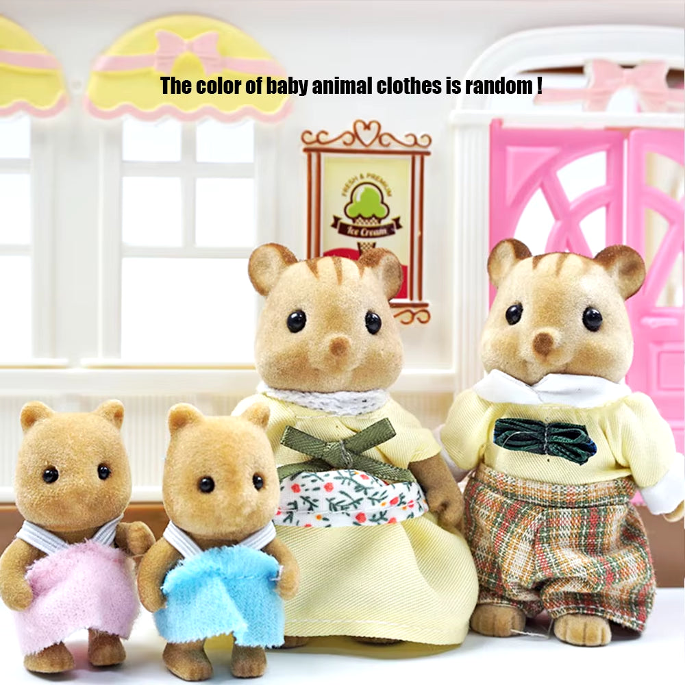 Rabbit Doll 1/12 Micro Dollhouse Reindeer Sheep Elephant Squirrel Family Kitchen Toy Miniature Furniture Set Girl Toy Gift