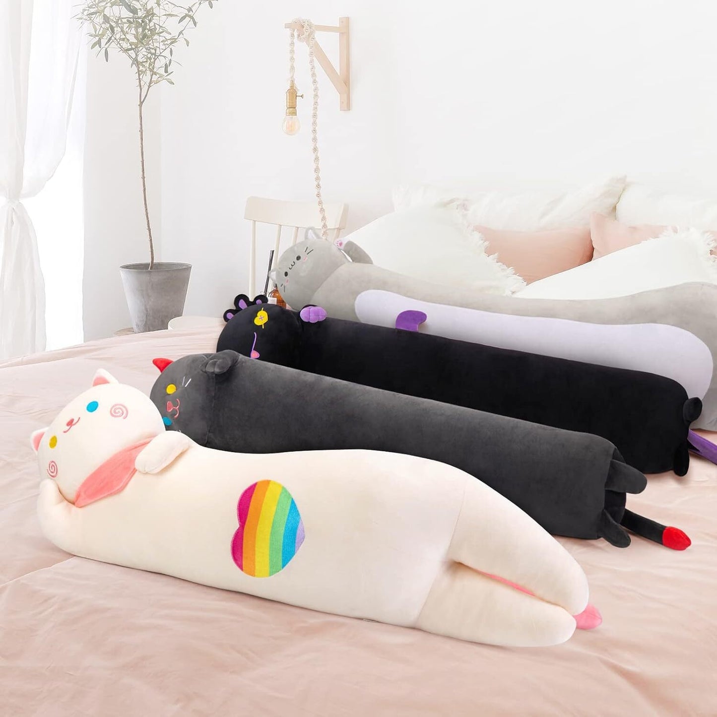 Long Cat Plush Pillow Sleeping Hugging Cushion Stuffed Cute Squishy Kitty Black