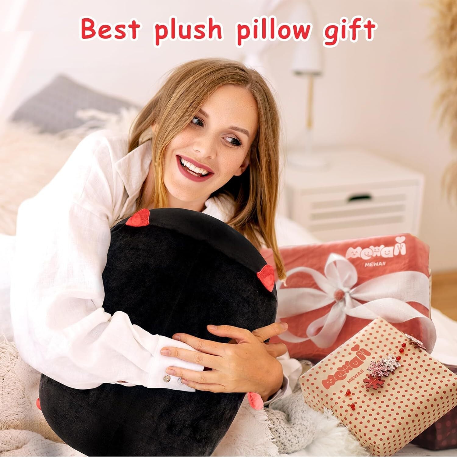 Long Cat Plush Pillow Sleeping Hugging Cushion Stuffed Cute Squishy Kitty Black