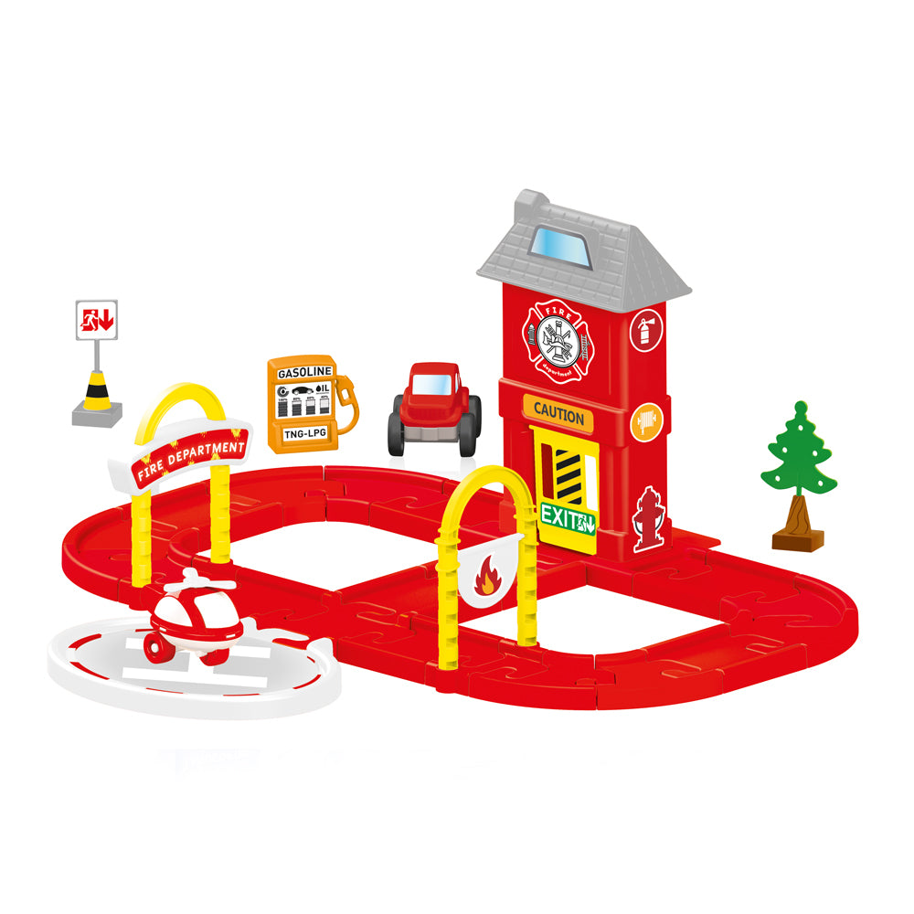 36 Piece Children'S Police & Fire Emergency Department Car & Helicopter Play Set