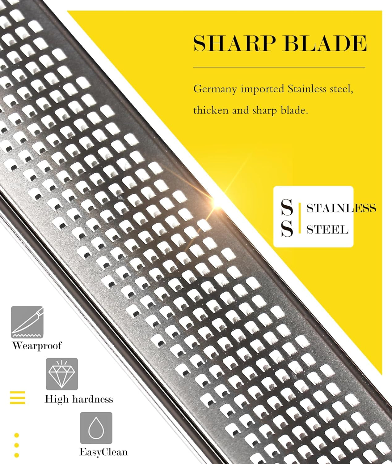 Kitchen Lemon Zester, Stainless Steel Hand Held Parmesan Cheese Grater for Ginger, Chocolate, Coconut, Lime, Nutmeg, Citrus, Fruit, Vegetable with Cleaning Brush, Dishwasher Safe, Blue