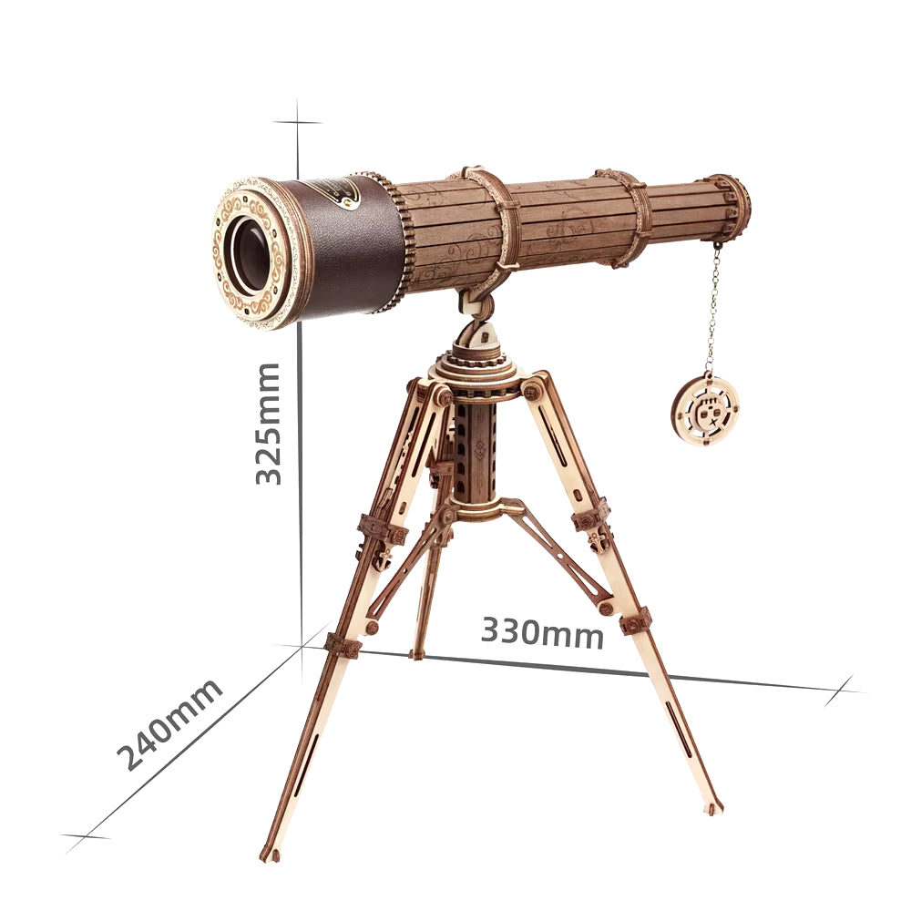 Rokr 1:1 DIY 314Pcs Telescopic Monocular Telescope Wooden Model Building Kits Assembly Toy Gift for Children Adult