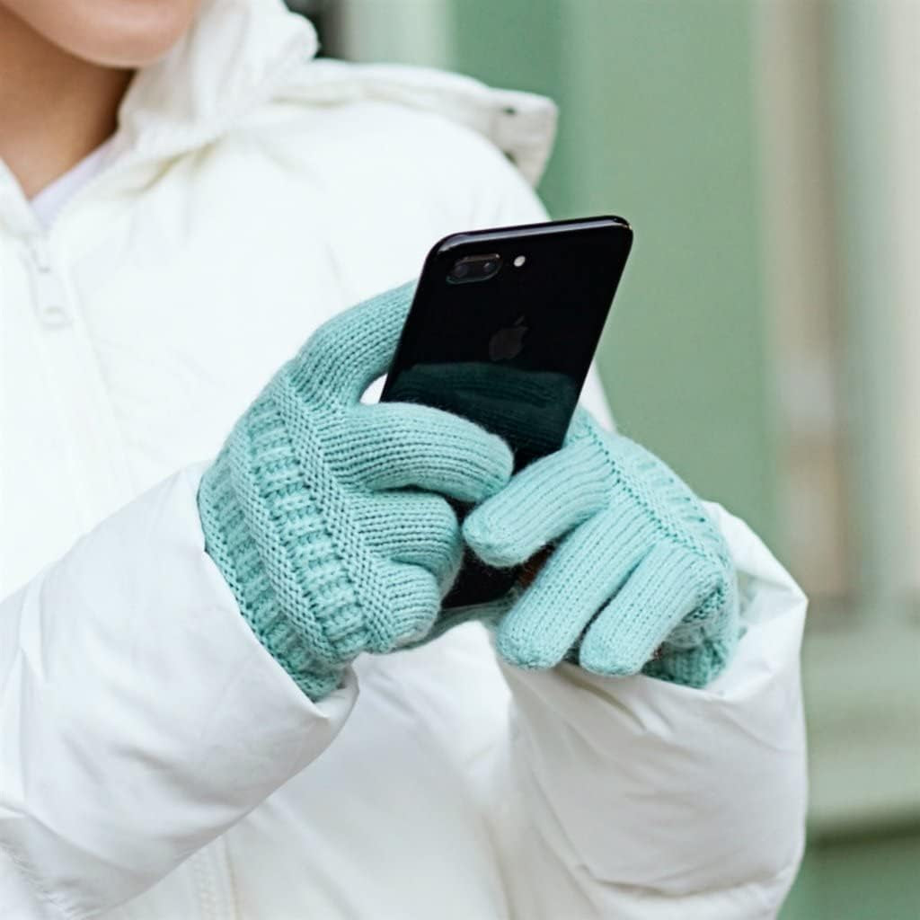 Winter Gloves Women Cold Weather Touch Screen Knit Matching Lined Warm Fleece Lined Touchscreen Texting