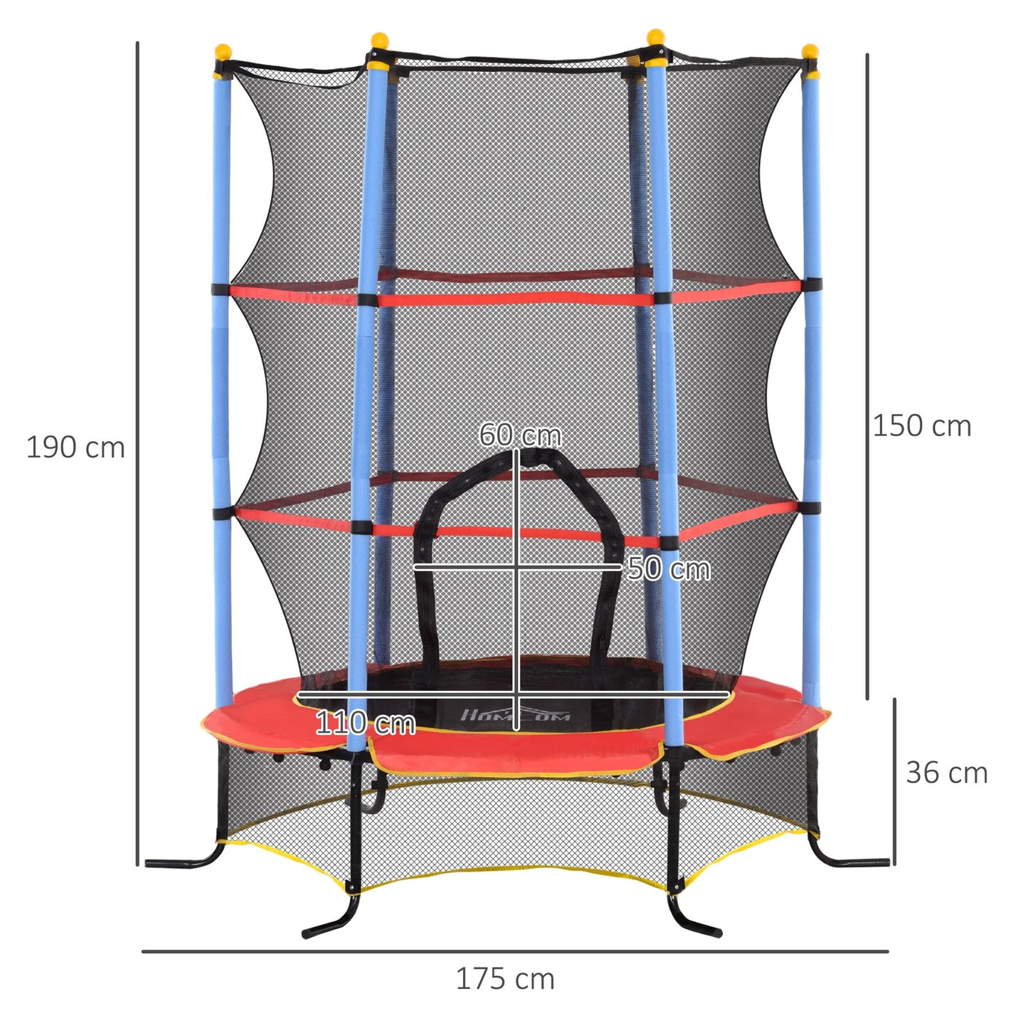 Kids Trampoline W/Enclosure Net Zipper Safety Pad Indoor Outdoor for 3-10 Years