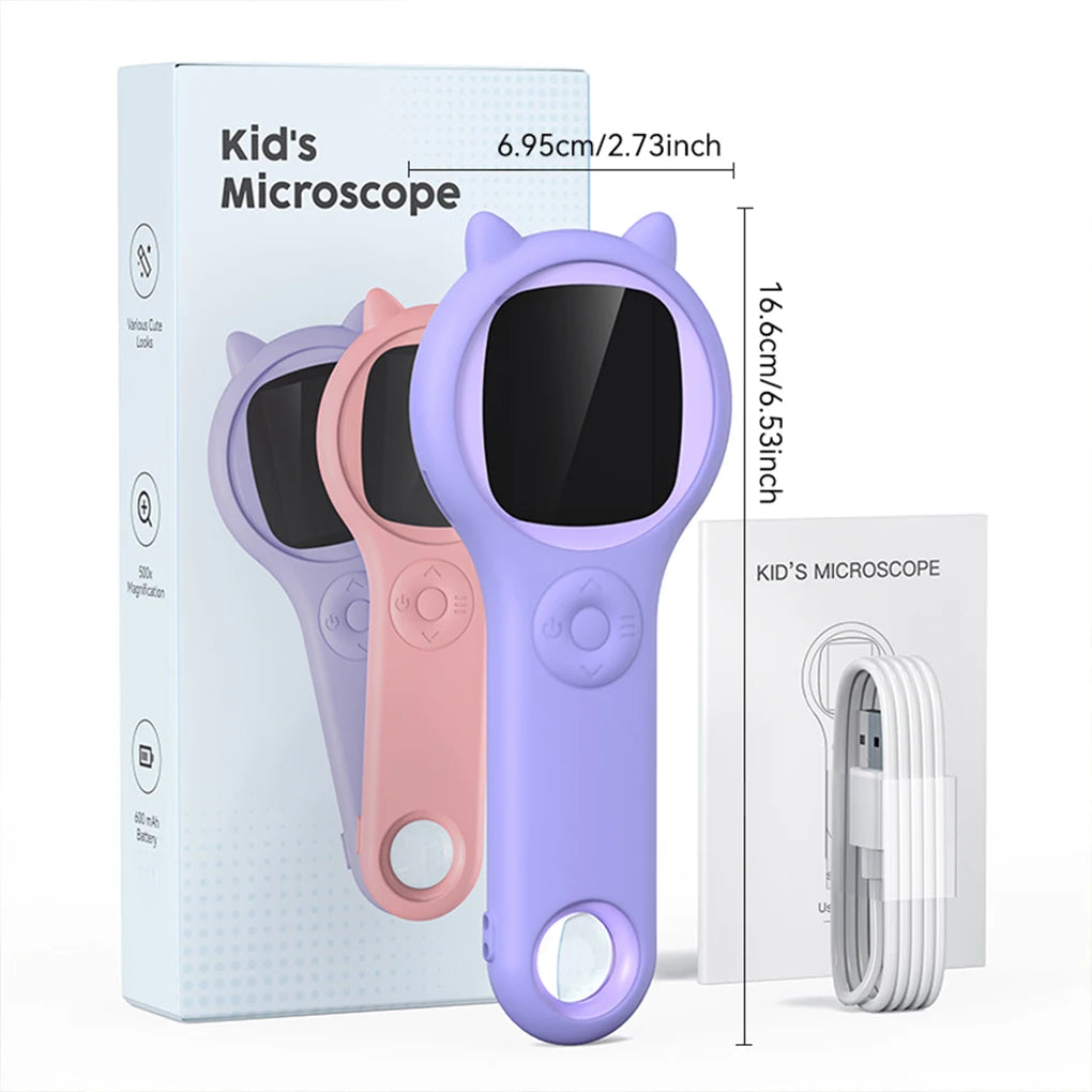 Kids Optical Microscope 200 Megapixels with Photo Video 500X USB Charging Microscopic World Science Children Educational Toy