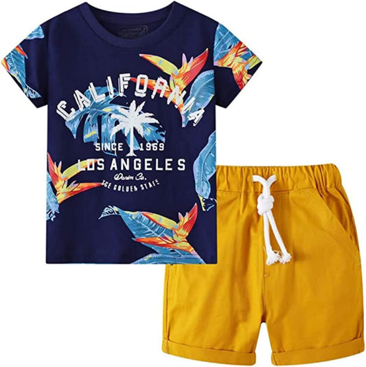 Toddler Boy Summer Short Sets Outfits Cotton Casual Crewneck Short Sleeve Playwear Clothes Sets