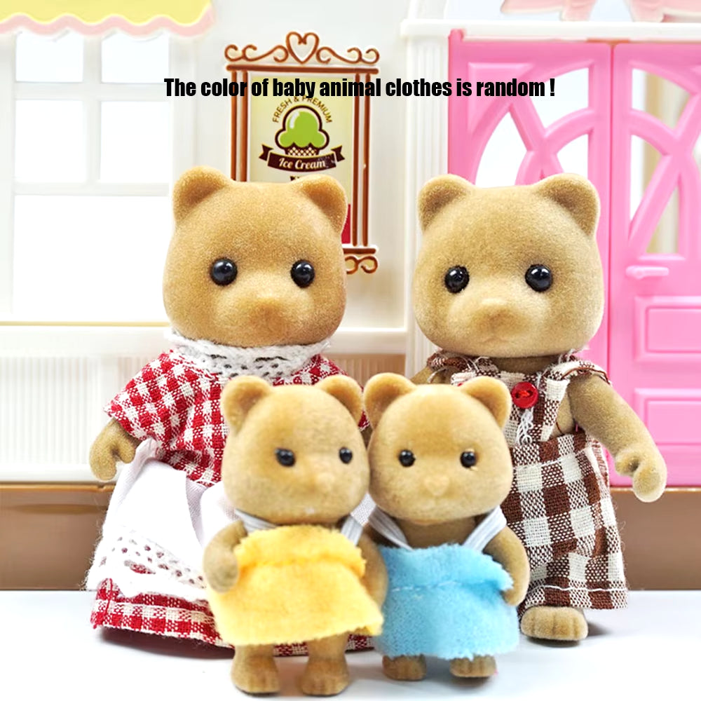 Rabbit Doll 1/12 Micro Dollhouse Reindeer Sheep Elephant Squirrel Family Kitchen Toy Miniature Furniture Set Girl Toy Gift