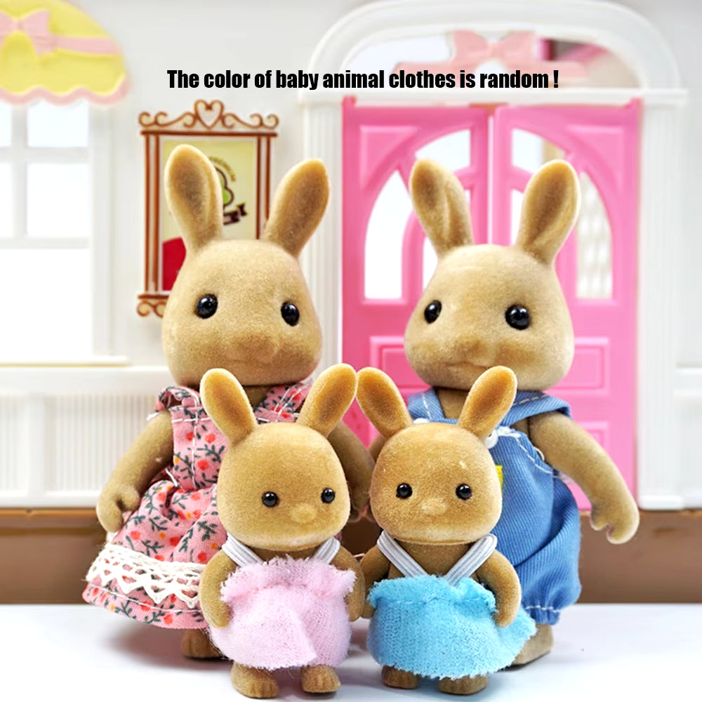 Rabbit Doll 1/12 Micro Dollhouse Reindeer Sheep Elephant Squirrel Family Kitchen Toy Miniature Furniture Set Girl Toy Gift