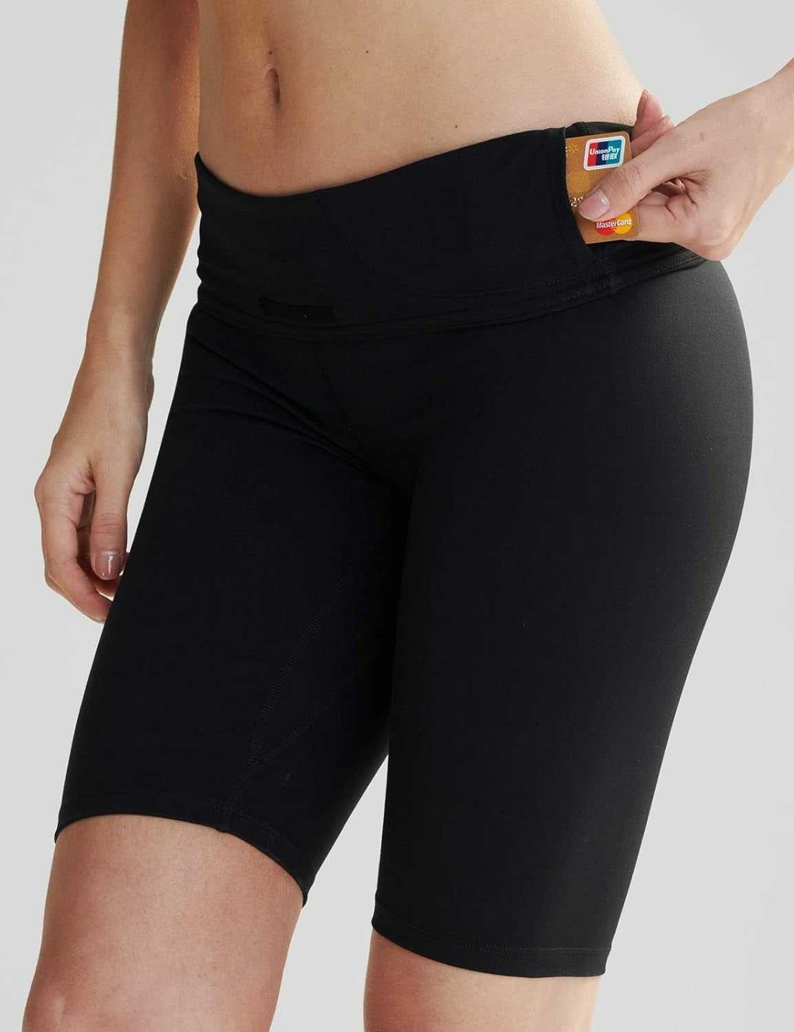 10" Biker Shorts Women High Waisted with 2 Hidden Pockets Workout Athletic Running Yoga Long Shorts