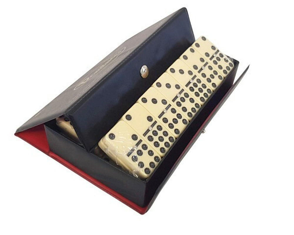 New Double Nine Dominos Domino with Spinners Ivory Tiles in Black Case Game