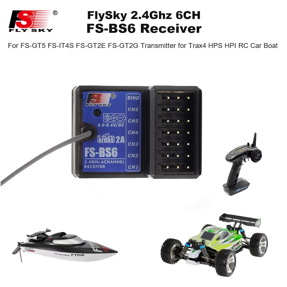Flysky FS-BS6 Receiver 2.4Ghz 6CH AFHDS2 for Flysky FS-GT5 FS-IT4S FS-GT2E FS-GT2G Transmitter RC Car Boat