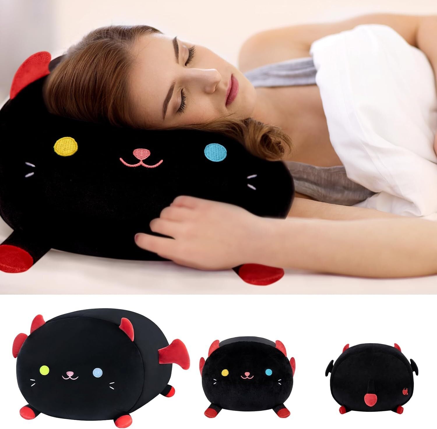 Long Cat Plush Pillow Sleeping Hugging Cushion Stuffed Cute Squishy Kitty Black