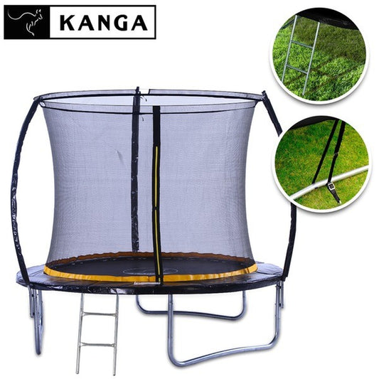 8Ft Trampoline Kanga Premium with Enclosure, Safety Net, Ladder & Anchor Kit