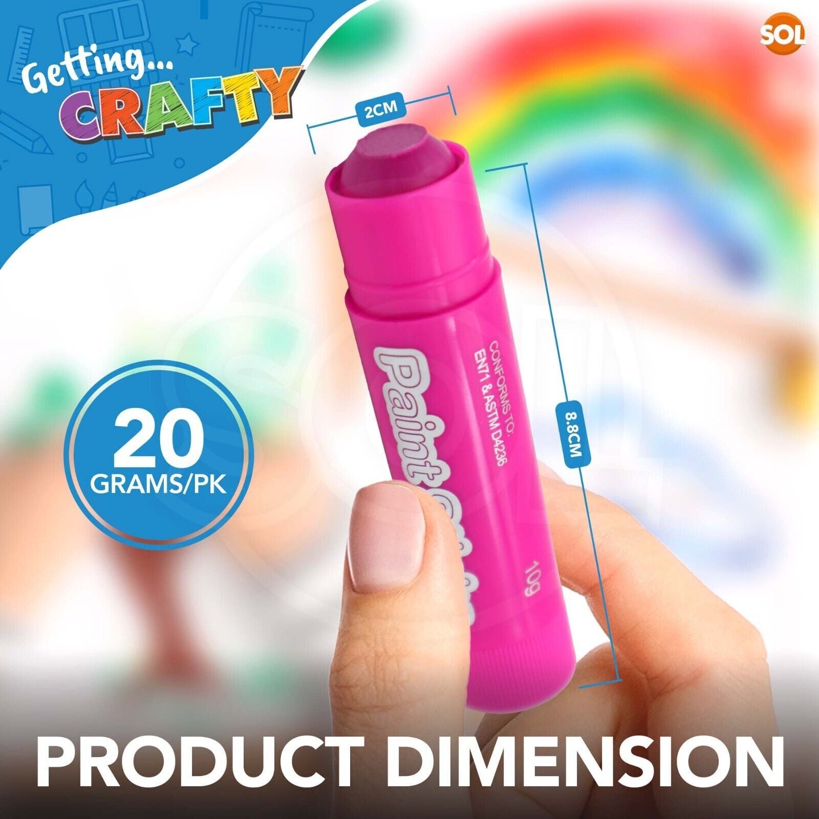 8-24PK Paint Sticks for Kids Children Assorted Colours Painting Arts Crafts Set