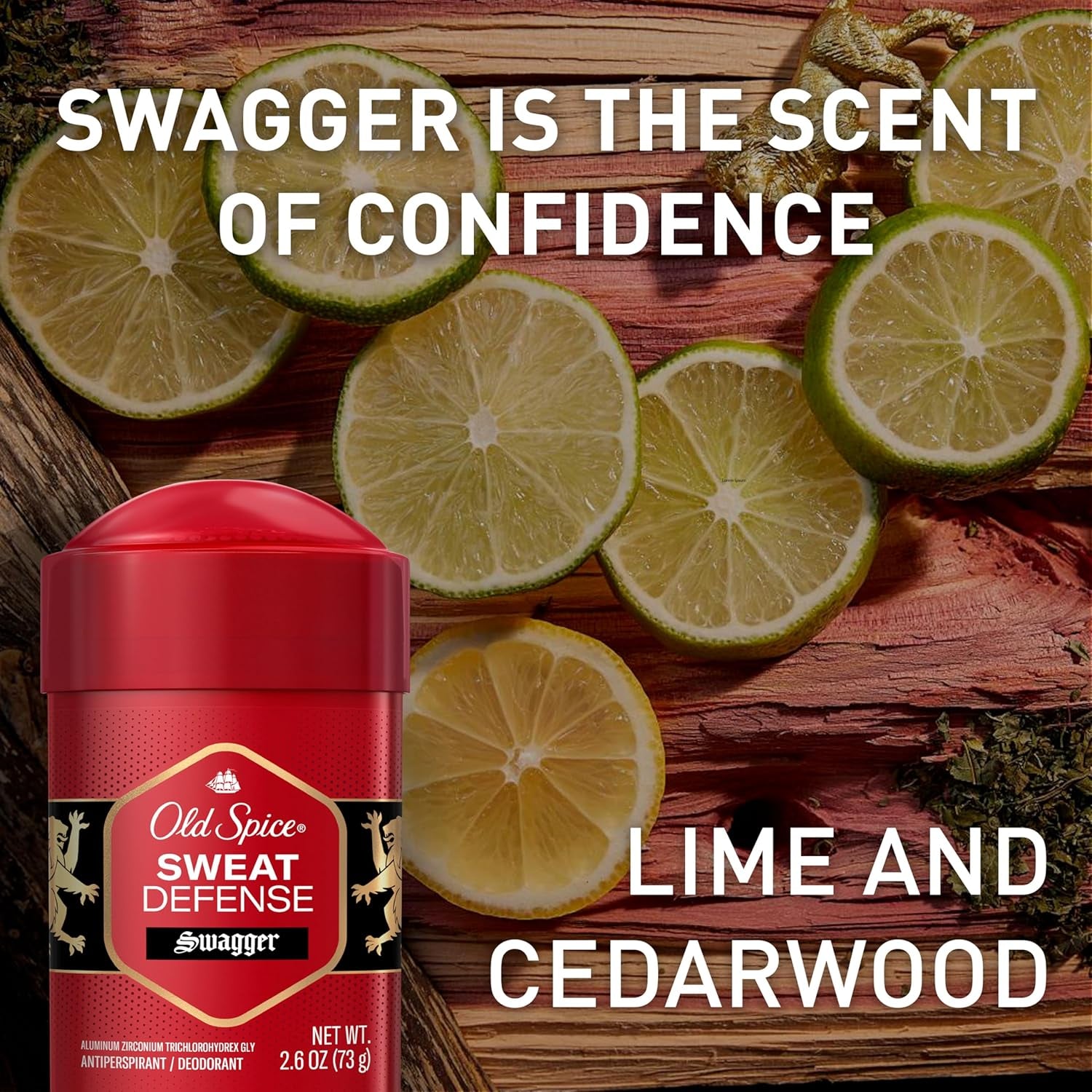 Sweat Defense Antiperspirant & Deodorant for Men, 24/7 Ultimate Sweat Protection, Long Lasting Scent, Soft Solid, Swagger with Cedarwood Scent, 2.6 Oz