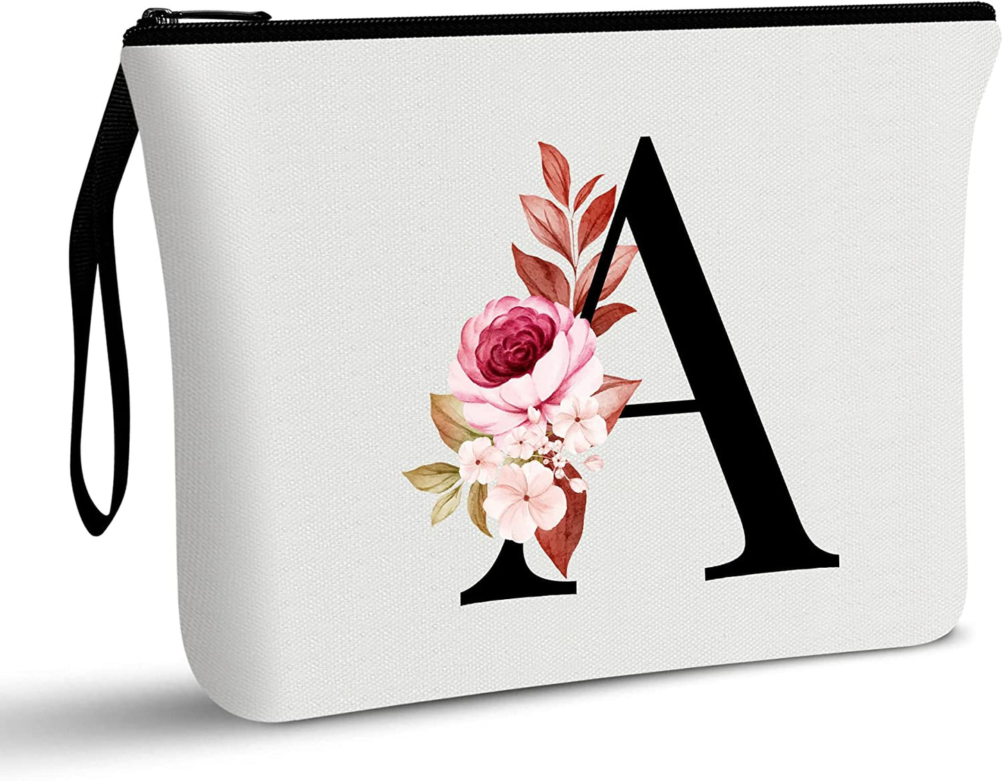 A-Z Personalized Makeup Bag,Birthday Gifts for Women Mom,Gifts for Best Friend,Bride Bridesmaid Cosmetic Bag(A)