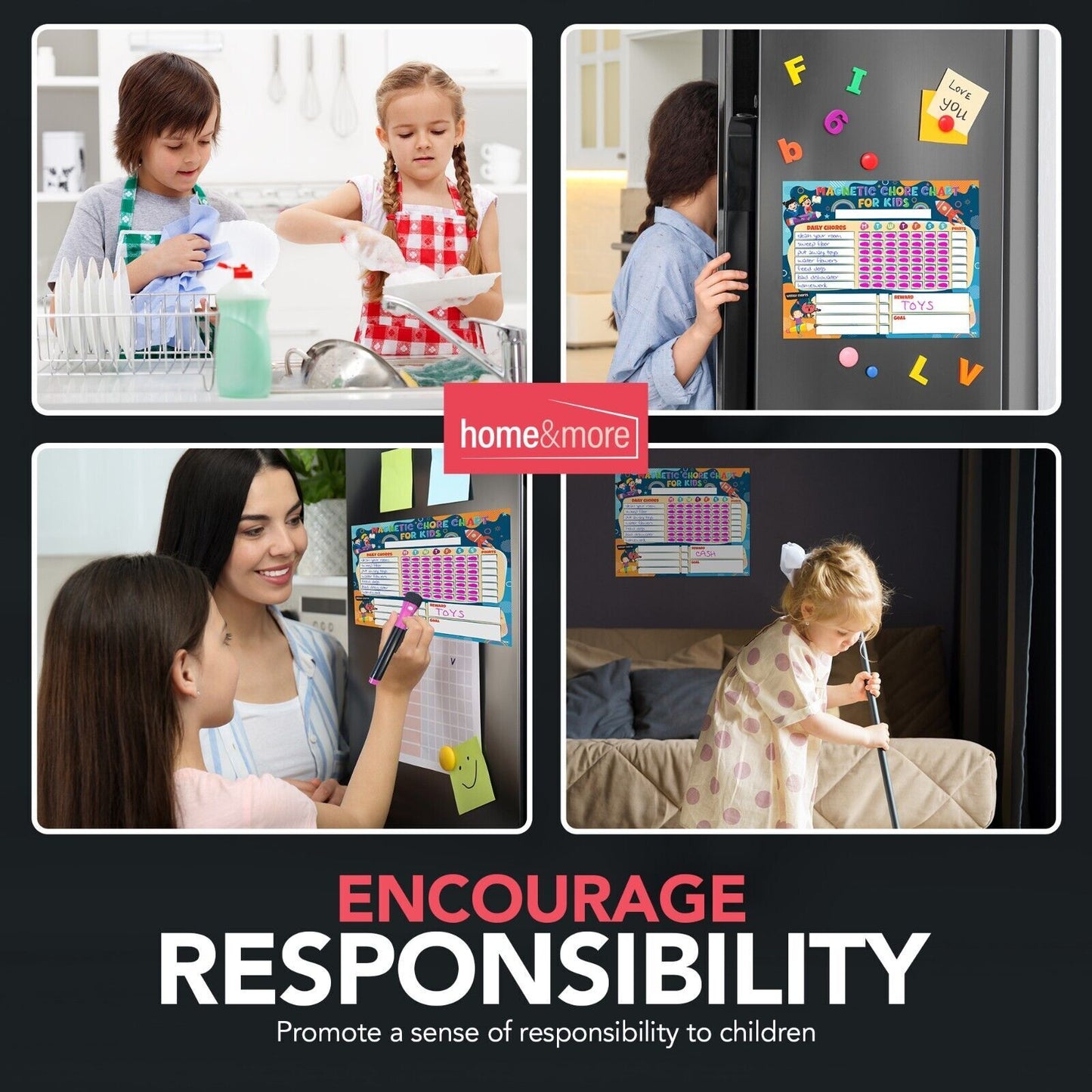 2Pk Reward Chart Magnetic Reusable Behaviour Chore for Kids Children + Wipe Pens