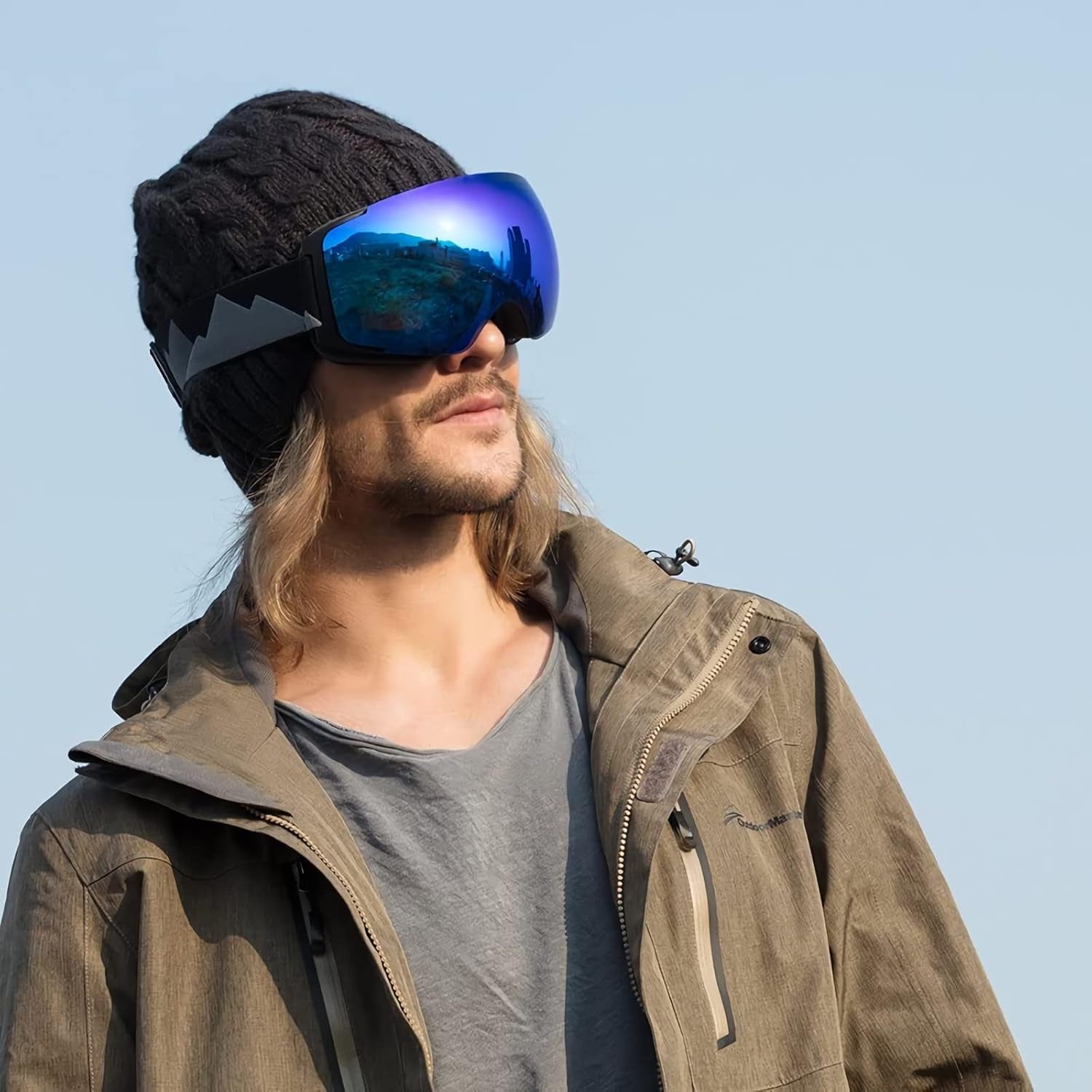 Ski Goggles PRO - Frameless, Interchangeable Lens 100% UV400 Protection Snow Goggles for Men & Women